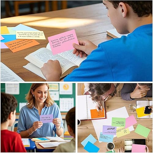 Miniatura 5 de 300 tarjetas de índice de colores, tarjetas flash de 3 x 5 pulgadas, tarjetas de notas pesadas para estudiar escuela, oficina, aprendizaje, bloc de