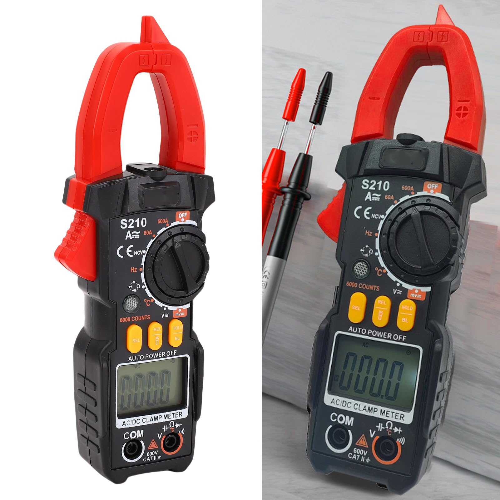 Fyearfly Pinza Amperometrica Digitale 600 V, Pinza Amperometrica Digitale 6000 Conteggi Multimetro A Portata Automatica 600 V 600 A AC DC Tester di Diodi Condensatori di Tensione di