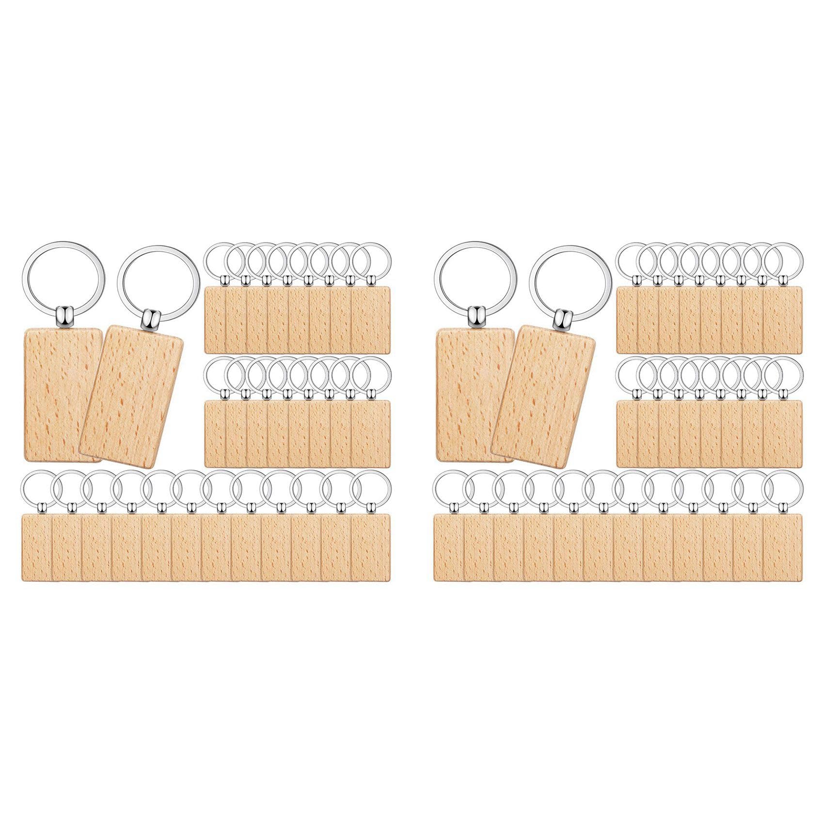 Porte-clés en bois vierges lot vrac rectangle pour gravure sur bois DIY
