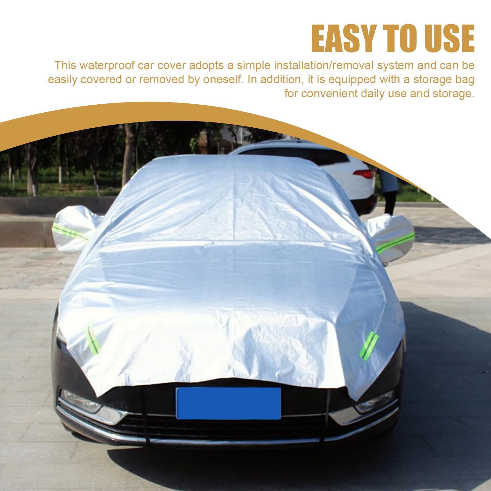 Shakas Half Car Cover Sun Protection Heat Insulation and Anti-hail Protector for All Seasons Oxford Velvet Thickened Waterproof — view 6