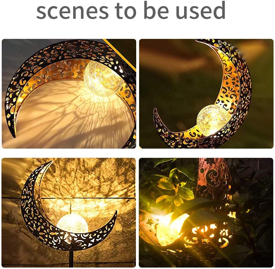 Crеаtіvе Prоduсt 4 Pack Solar Lights Garden Outdoor,Solar Powered Pathway Decorations Moon Crackle Glass Globe Stake Metal Lights,Waterproof LED Landscape Light for Walkway,Yard,Lawn,Patio or Courtyard,Auto On/Off Tор Brаndѕ 4 Pack Solar Lights Garden Outdoor,Solar Powered Pathway Decorations Moon Crackle Glass Globe Stake Metal Lights,Waterproof LED Landscape Light for Walkway,Yard,Lawn,Patio or Courtyard,Auto On/Off