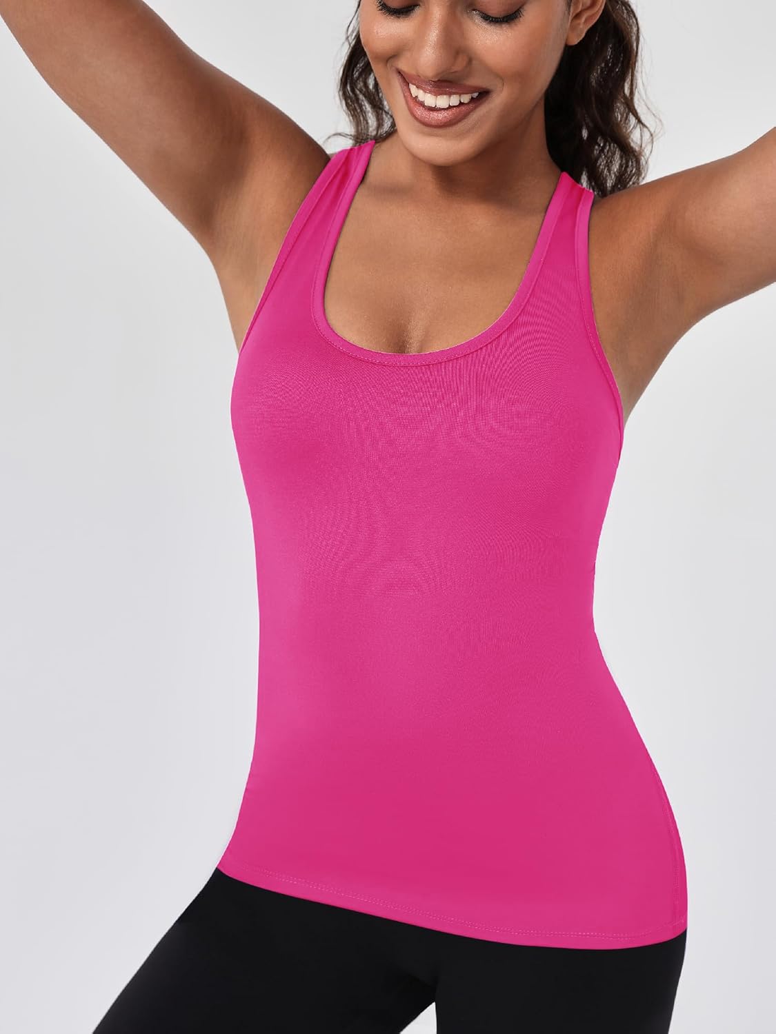 Yuerlian Women's Compression Base Layer Tank Top Workout Racerback Athletic Yoga Tanks Sleeveless Running 3 Pack - Image 4