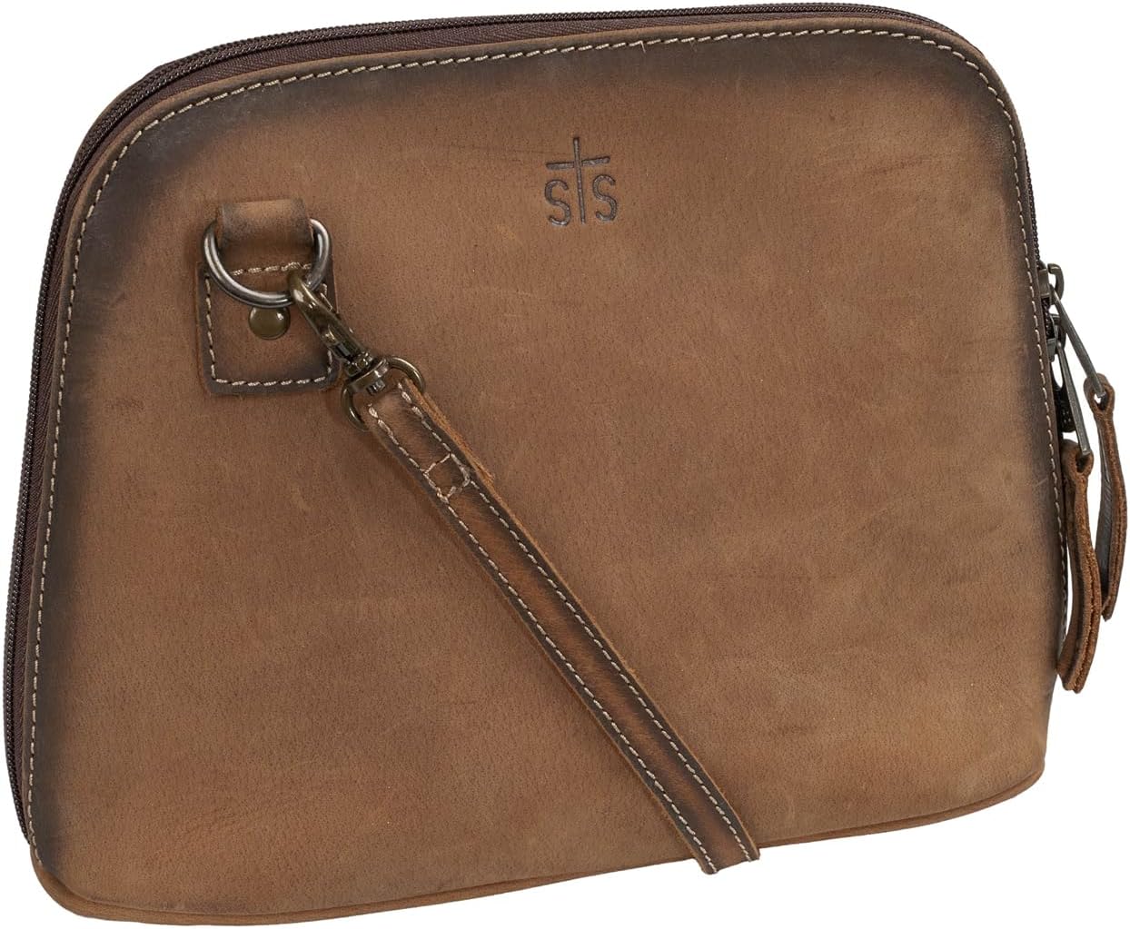 STS Ranchwear Womens Baroness Weezy Distressed Brown Leather Crossbody Bag