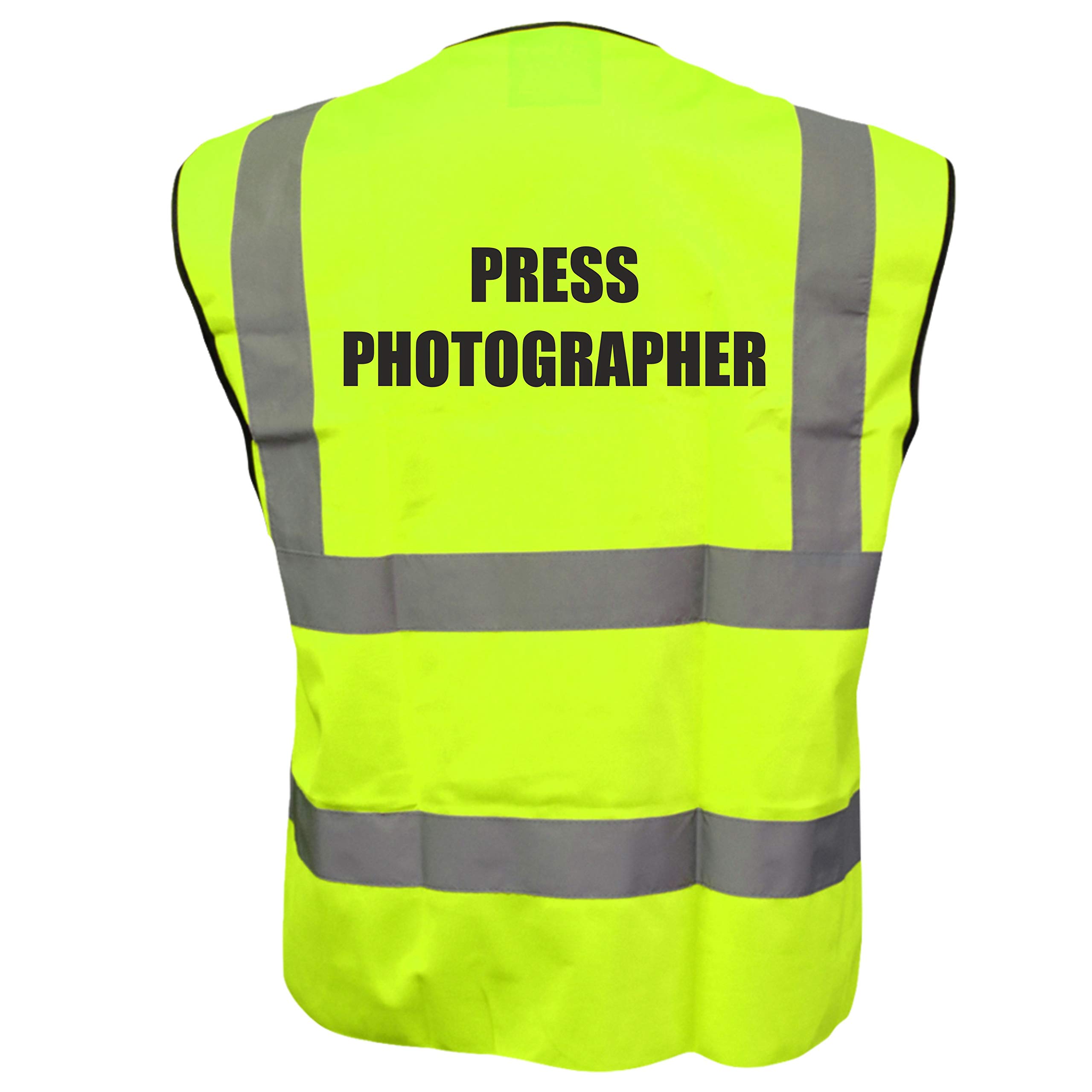 Yellow Hi Vis vest PRESS PHOTOGRAPHER Vest Waistcoat Safety Vest Large