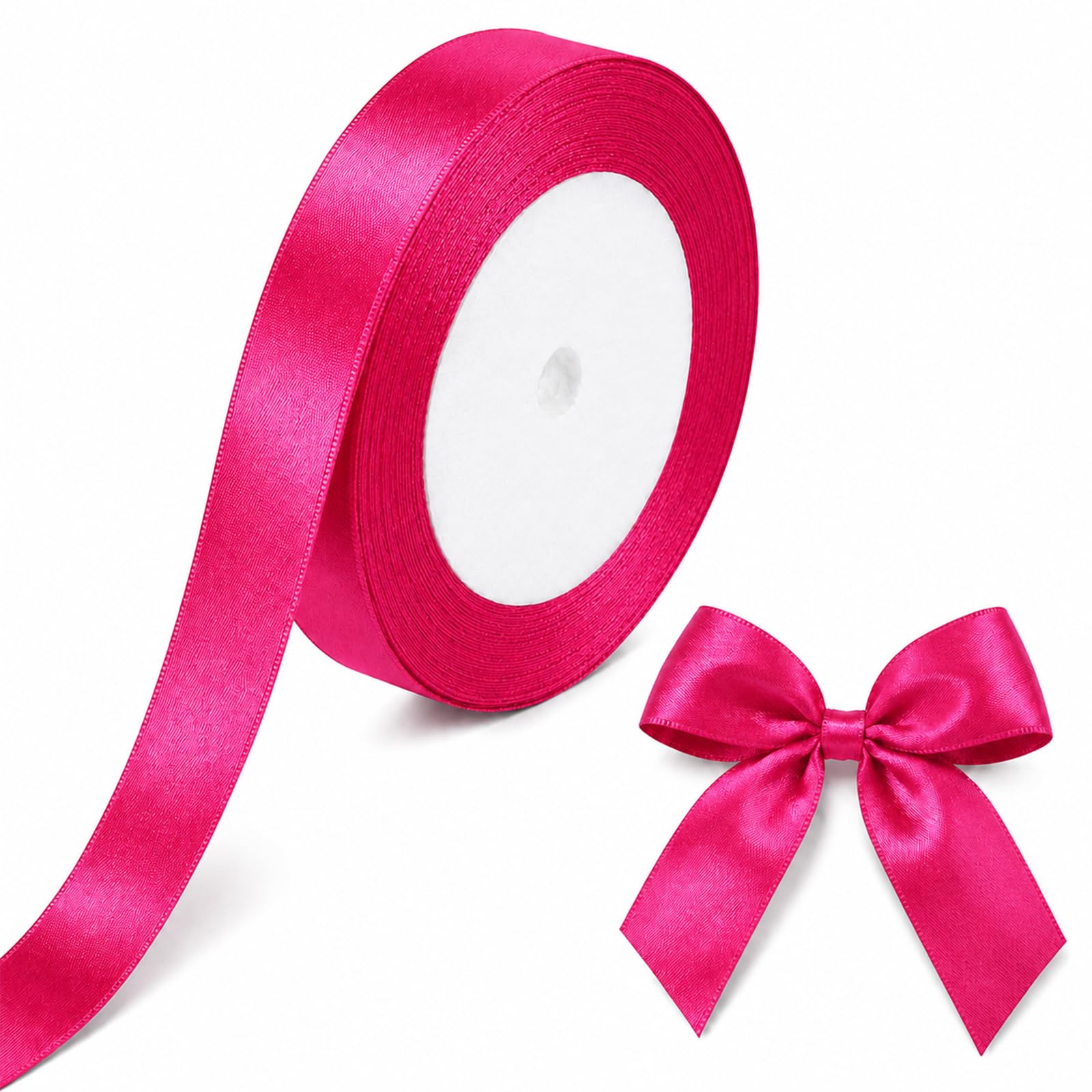 10mm Light Rose Red Ribbons for Gift Wrapping, 22m Ribbons for Crafting, Valentine's Day Decorative Thick Fabric Ribbon Applicable to Card Making, Gift Wrapping Wedding Party Decoration