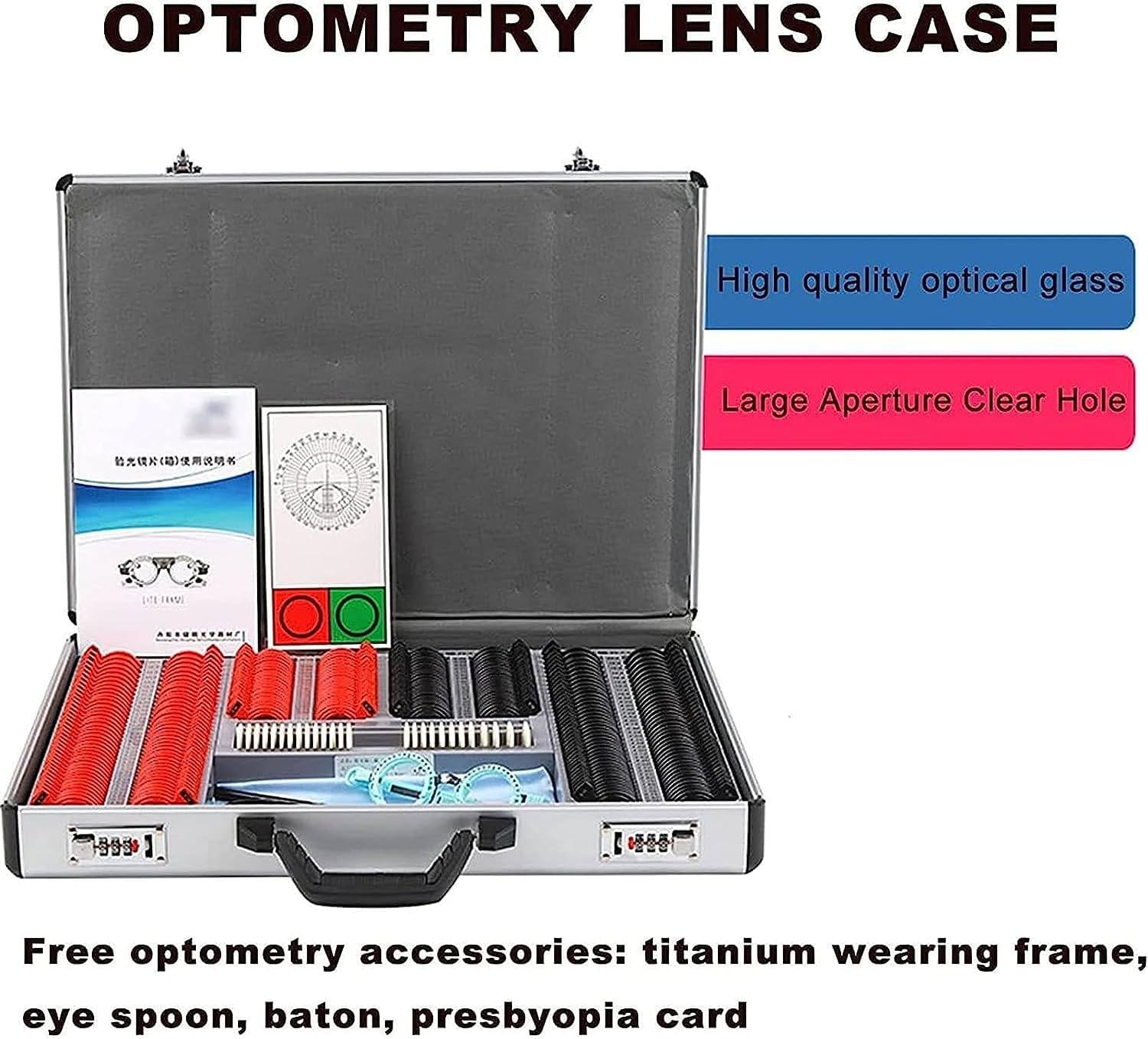 Kit De Optometría Juego De Prueba Óptica De 266 Piezas con Caja De Aluminio Y Soporte De Prueba para Pruebas Ópticas De Optometría - Instrumentos Ópticos De Optometría