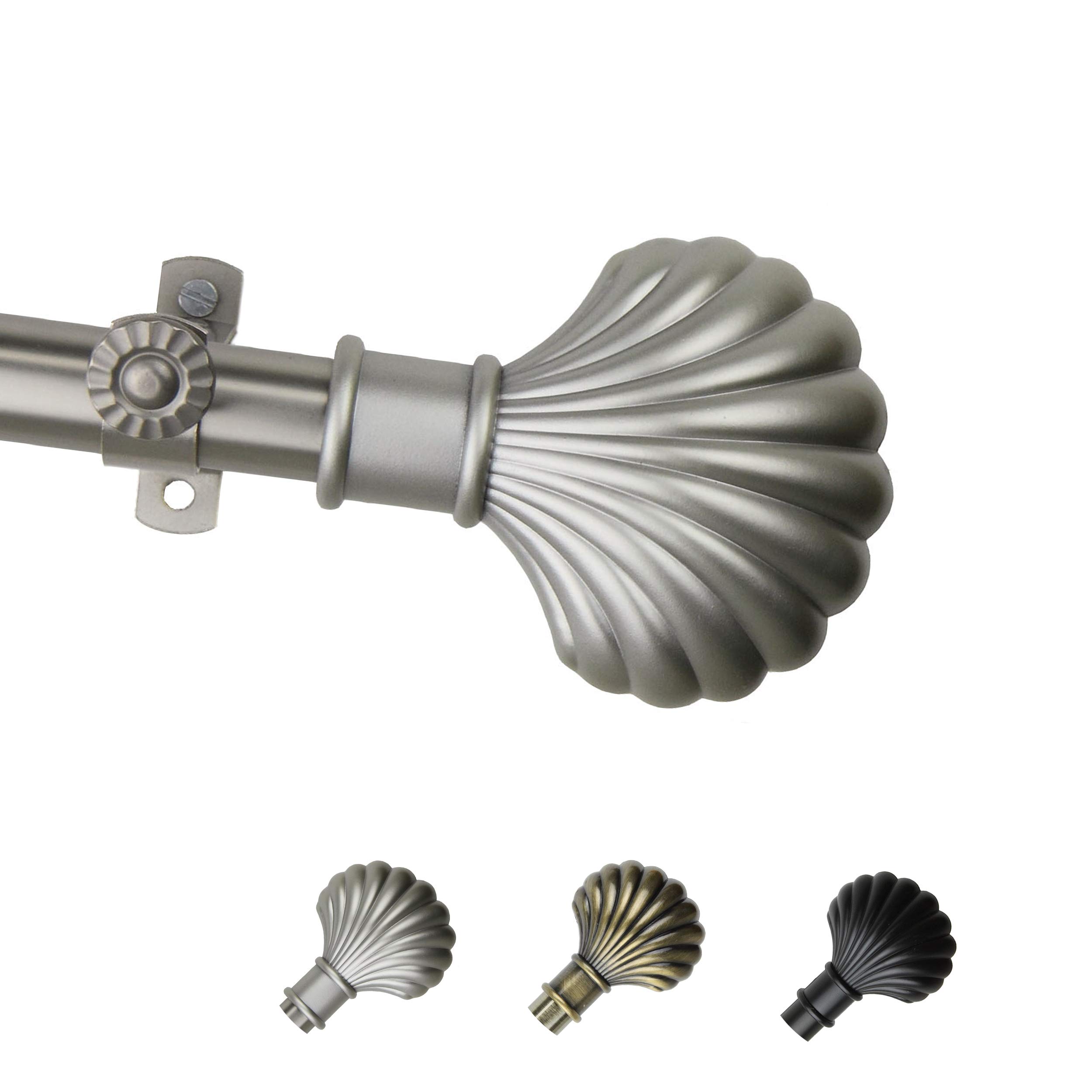 Rod Desyne Clam Adjustable Window Curtain Rod Set, 66 to 120-Inch, Satin Nickel