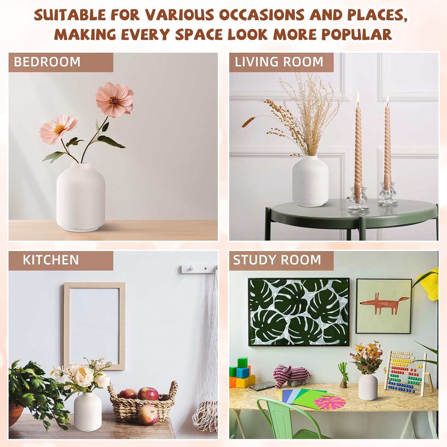 Tioncy 15 Set 3.9"*2.76" White Ceramic Bud Vases Bulk Boho Small Flower Valentine's Day Decoration Centerpieces White Ceramic Vases for Dry Flowers Pampas Grass Home Valentines DIY Wedding Table Decor - Image 4