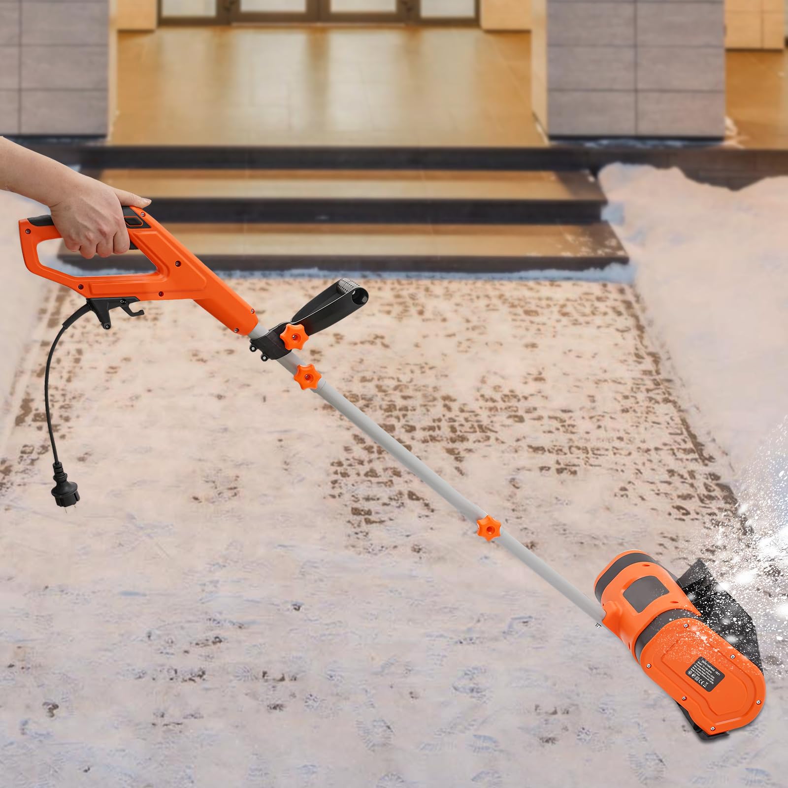 Fraise à neige électrique, pelle à neige électrique avec 3500 tr/min, largeur de travail de 32 cm, hauteur de travail de 15 cm, moteur 1800 W pour déblocage de la route