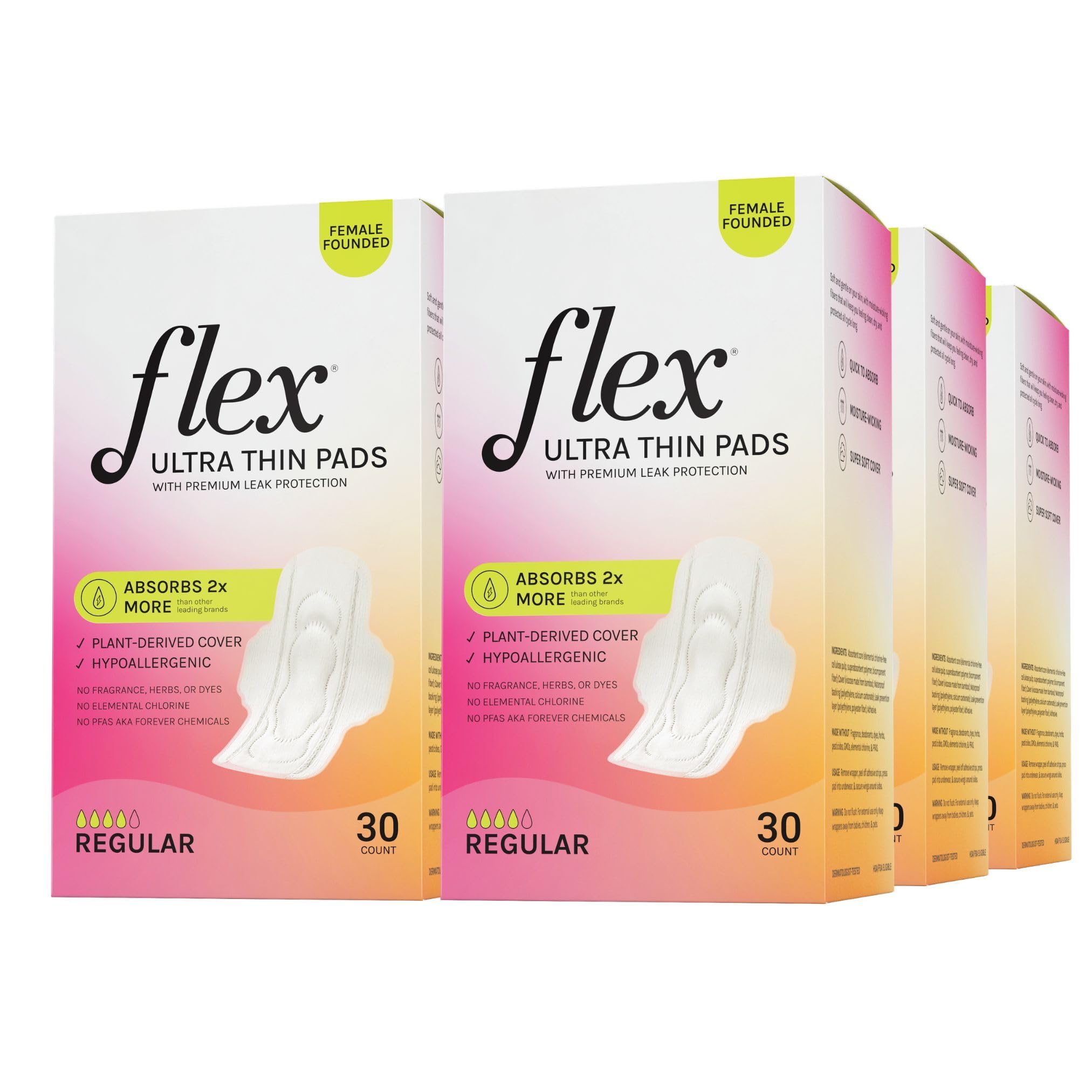 Flex Ultra Thin Pads with Wings (6-Pack, 180 Pads Total)