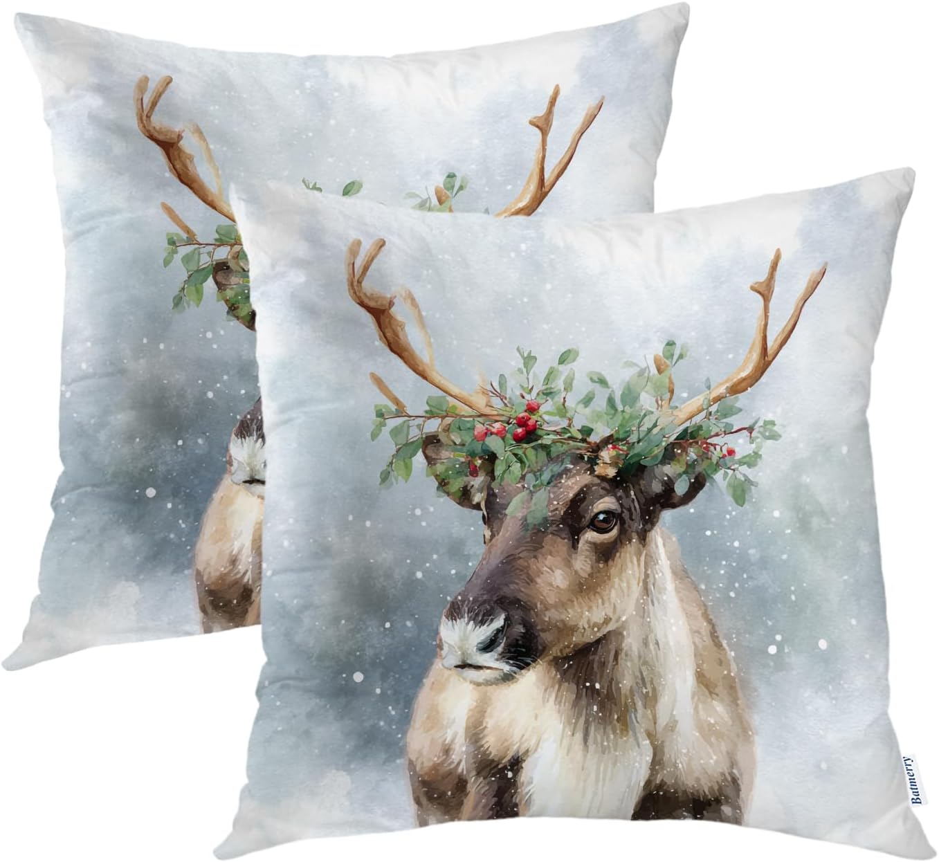 Batmerry Cute Kangaroo Throw Pillow Covers, Hibiscus Red Kangaroo Surrounded by Flowers Pillow Covers Digital Printing Blended Fabric for Couch Sofa Bed Invisible Zipper 20X20 in(Set of 2)