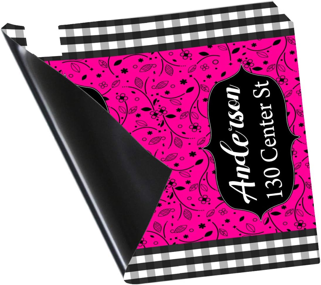 VWAQ Custom Magnetic Mailbox Cover - Personalized Name and Address Plaid - PMBM7 (Hot Pink)