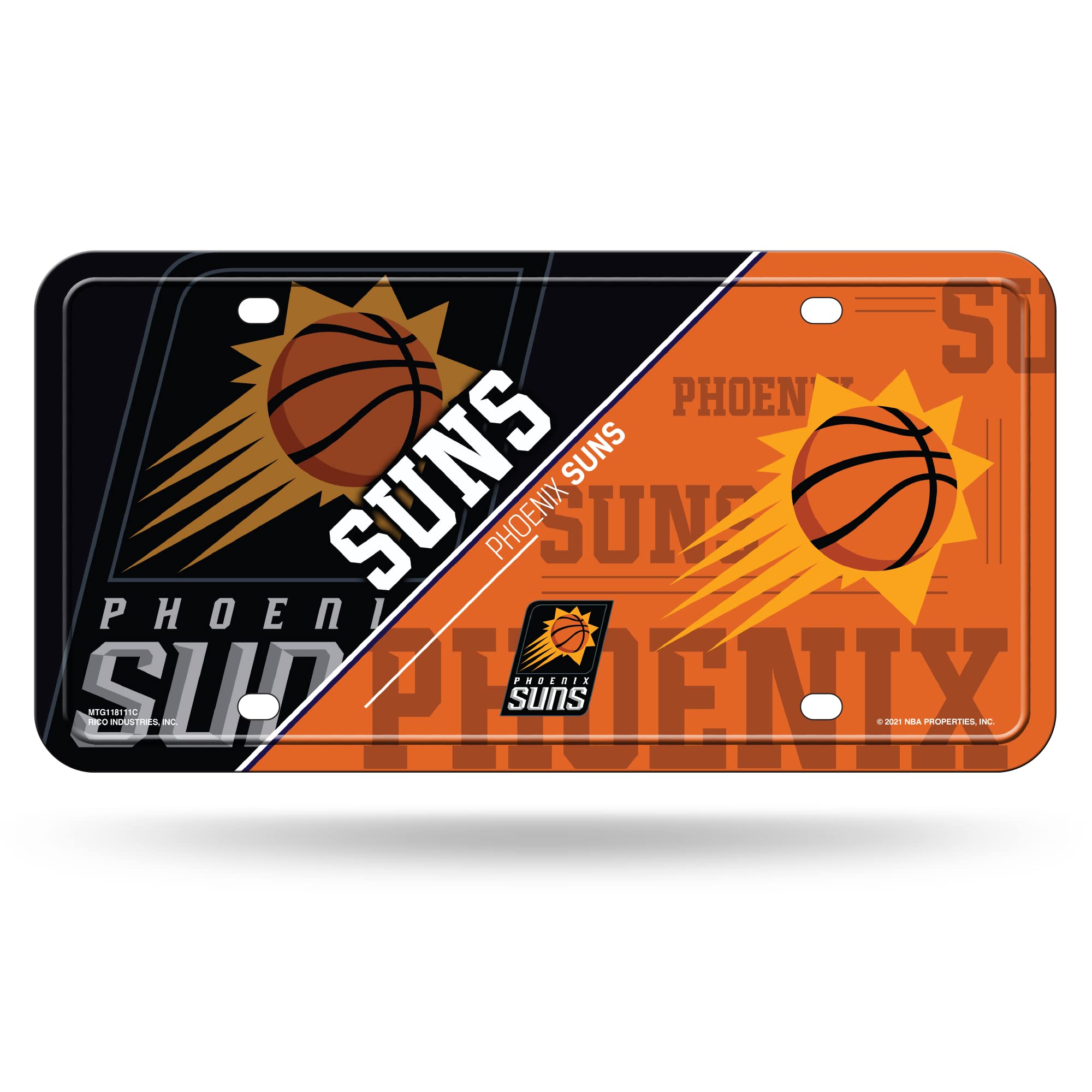 Rico Industries NBA Basketball Metal Auto Tag 6" x 12" - Great for Truck/Car/SUV