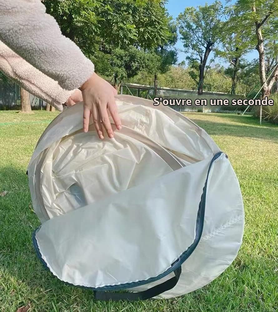 AFLCIO Tente Anti-UV Bébé, Tente de Plage Pop-up, Abri de Plage avec Protection Solaire pour 1-4 Personnes (Beige)