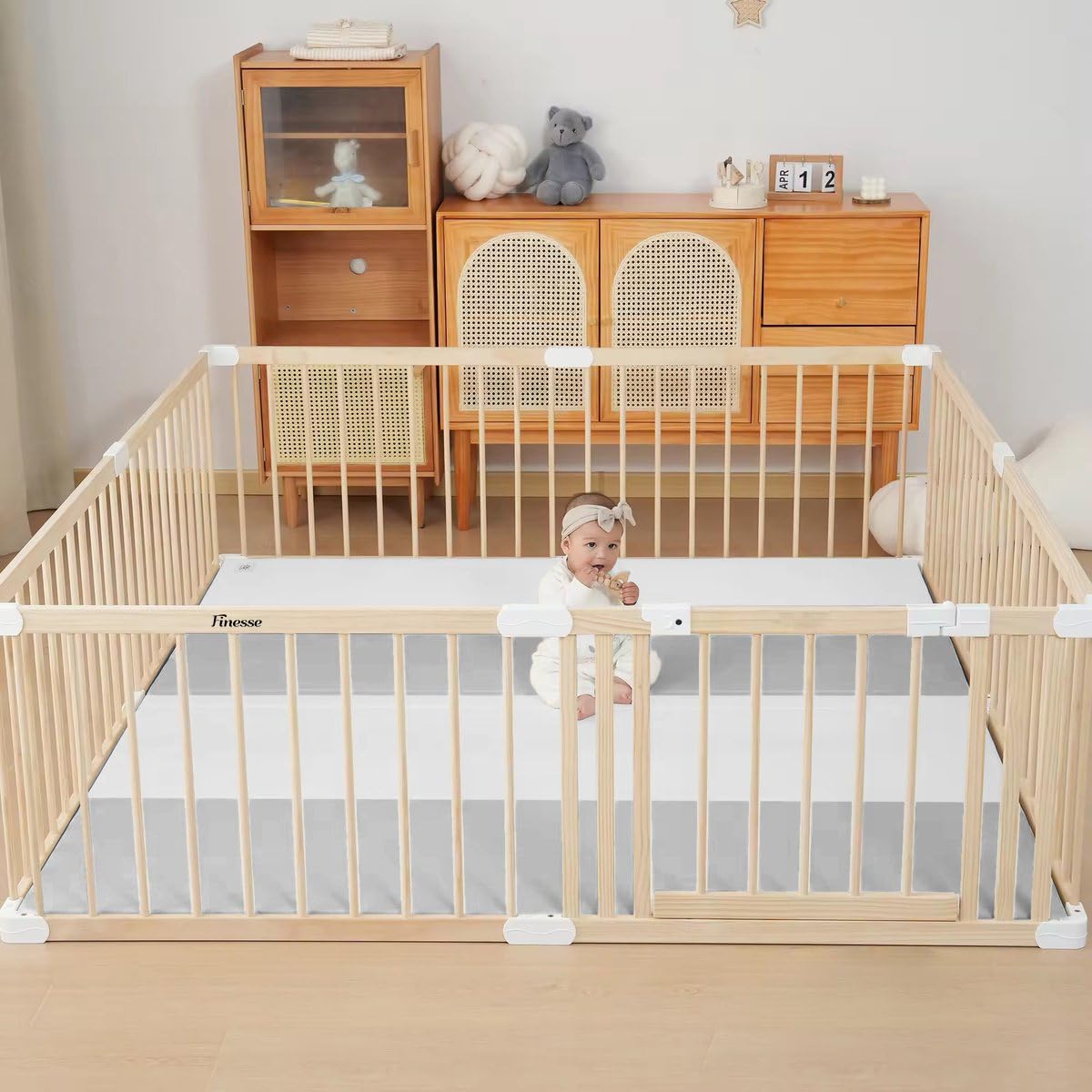 Parc Bébé Modulable 120x160 cm avec Tapis EPE 4 cm Porte Sécurisée