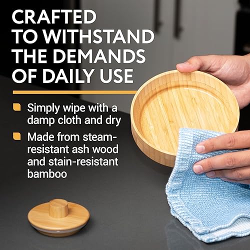 Miniatura 6 de IMPRESA Juego de funda para cafetera y salvamanteles de madera, compatible con 6 tazas y 8 tazas de Chemex, soporte para máquina de vidrio y tapa