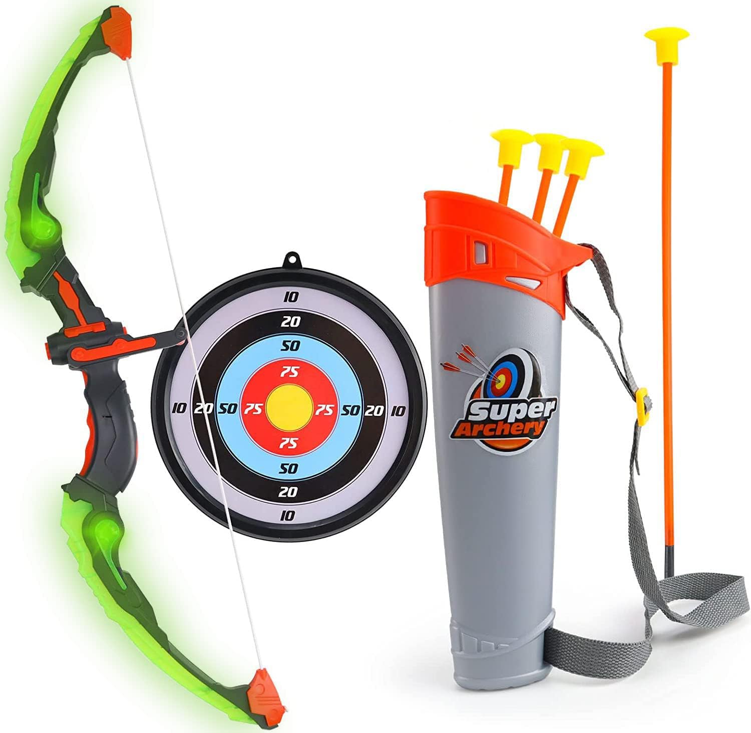 Moonmen Archery Set for Kids | LED Light Bow and Arrow Toy | Boys 4-12 | Ambidextrous