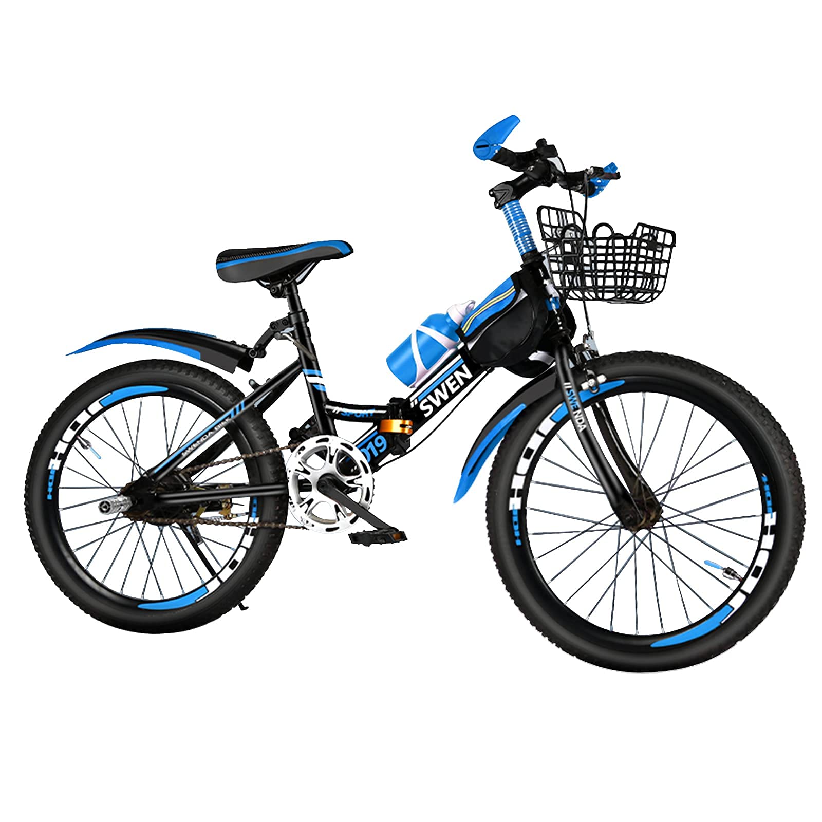 Vélo de montagne pliable 18 pouces (20 pouces/22 pouces) pour garçons et filles, hauteur de siège réglable, convient aux enfants et aux adultes de plus de 10 ans, sports de plein air (bleu 22 pouces)