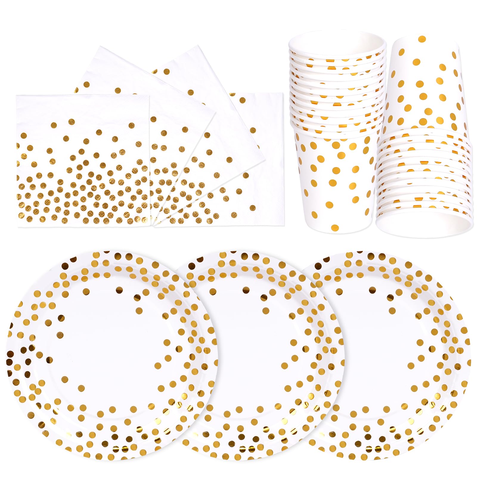 Oro Bianco Stoviglie Feste 72 Pezzi Festa della Addobbi Ragazza Compleanno Dambini Articoli Feste Set Include Piatto Usa e Getta Carta Party Tazze Tovaglioli-24 Ospiti