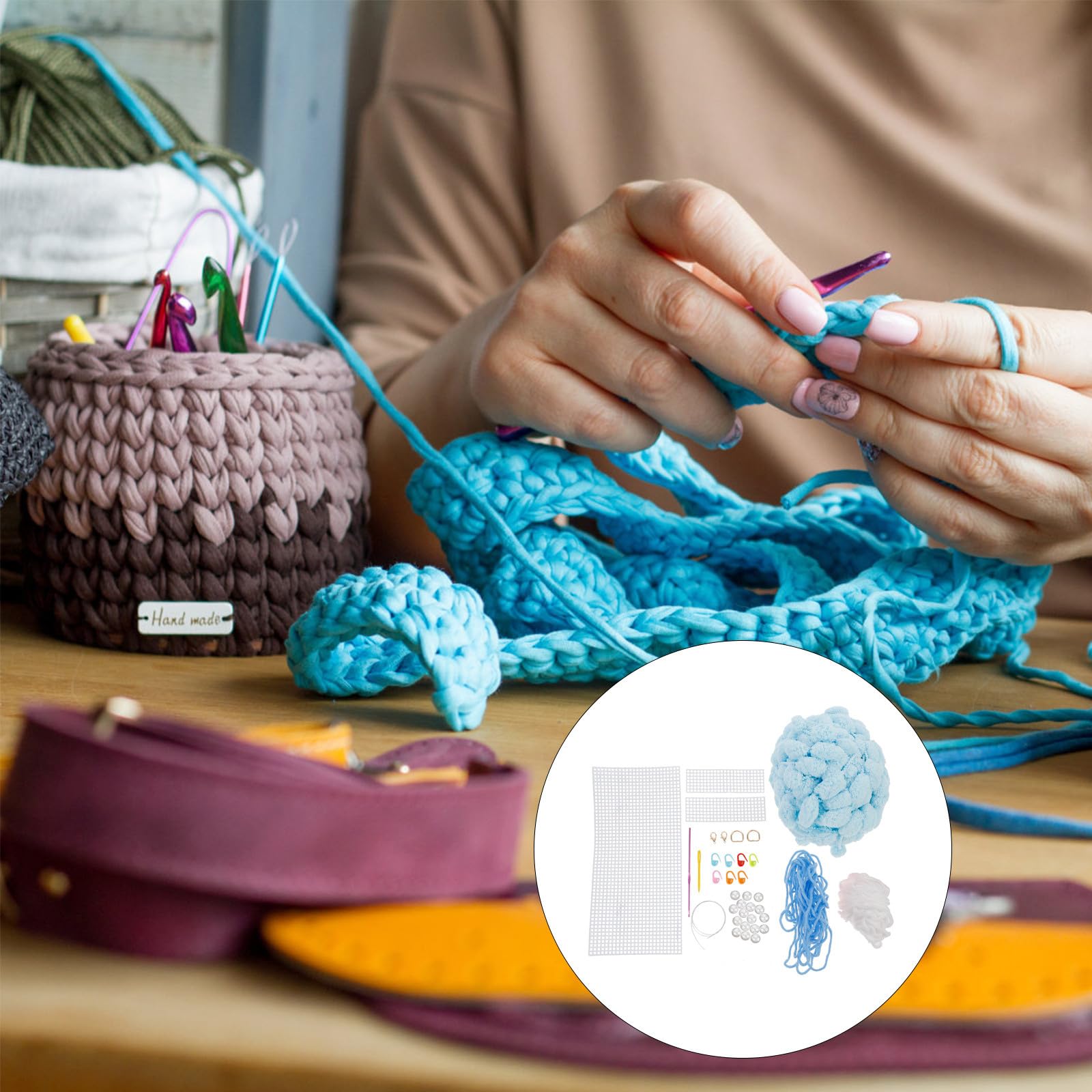 Materiales para Hacer Bolsos Tú Mismo, Kit DIY 1 Juego Azul