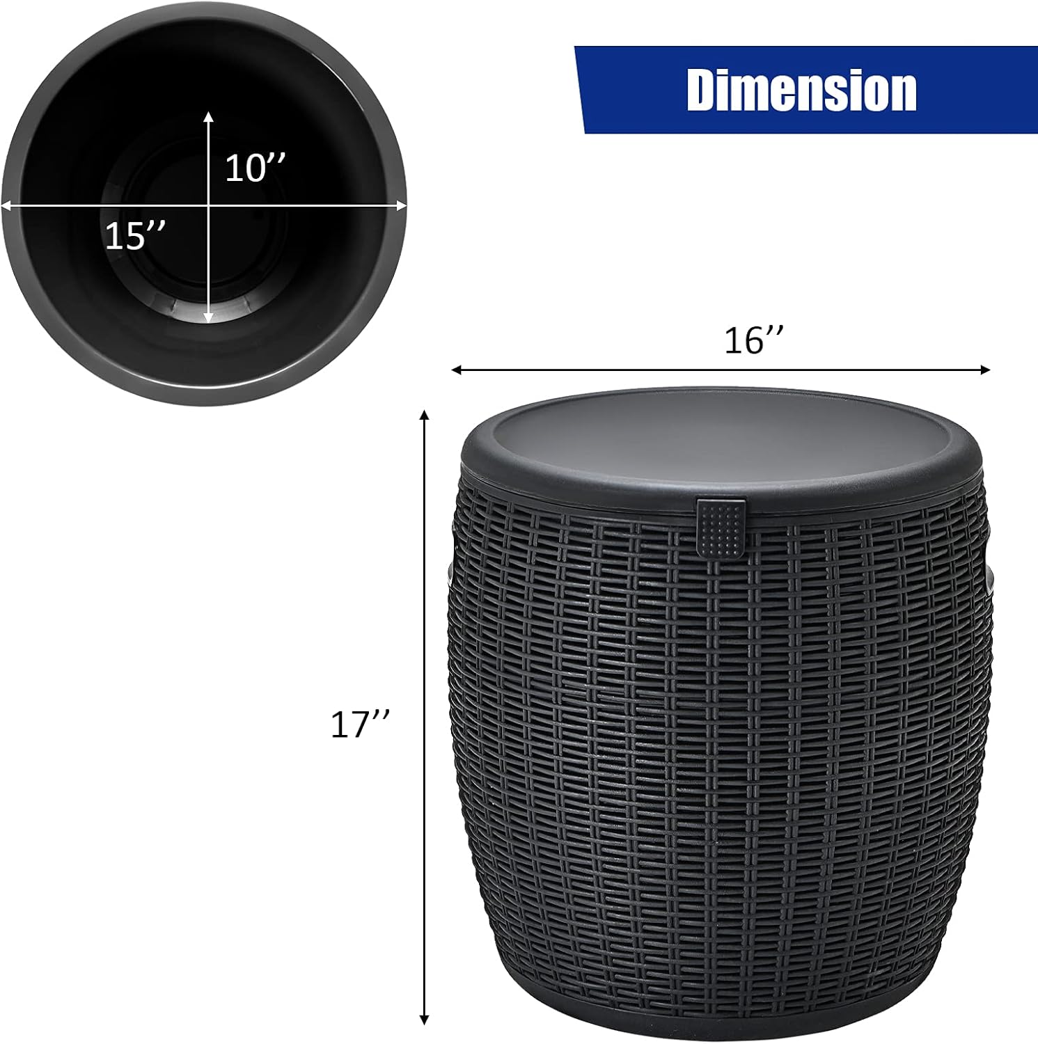 Tangkula 9.5 Gal Cooler Bar Table, Patio Wicker Ice Cool Bar Table, Outdoor Rattan Bar Table with Ice Bucket, Ice Bucket with Side Handles & Lid, Beer & Wine Cooler for Party, Poolside, Deck, Yard