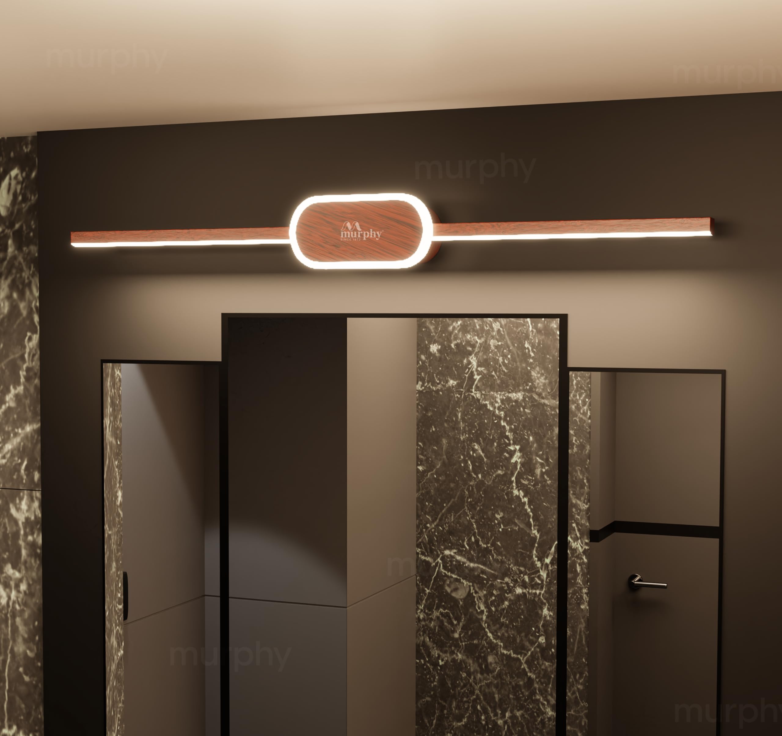 Murphy 16W+2W LED Mirror Light | 3 Color Changing (White/Warm/Natural) | Wooden Finish, Modern Over Mirror Bathroom/Dressing Table Light | Pack of 1 | 2-Year Warranty-image-36