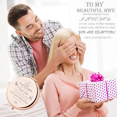 Miniatura 3 de Regalos para esposa de marido - Regalos para esposa con texto en inglés "I Love You", espejo compacto, regalos románticos para aniversario de