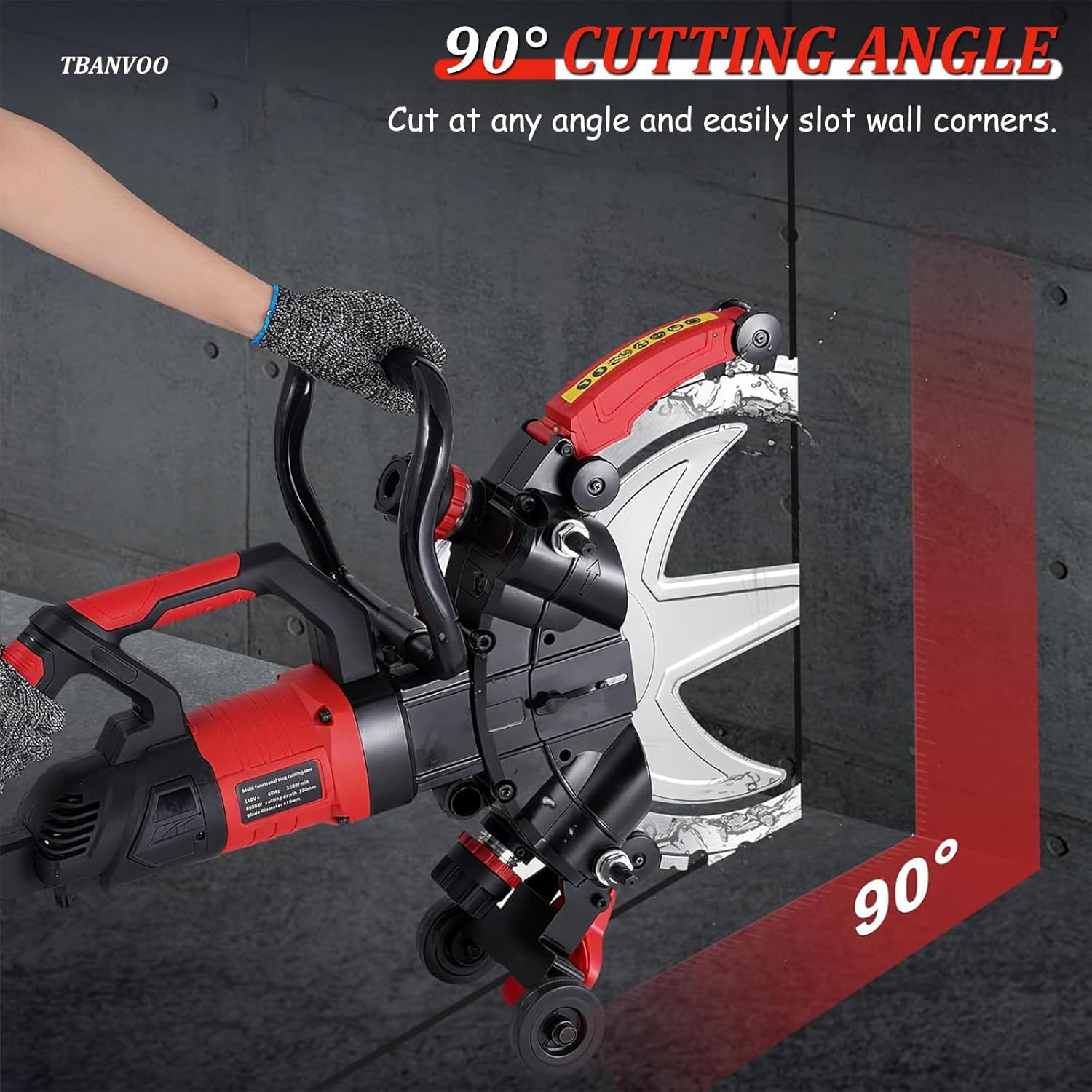 16″ Concrete Ring Saw, 9500W Electric Wall Chaser & Cutter with Water Kit and Blades, Wet Cutting with Dust Suppression for Reinforced Concrete, Brick and Granite