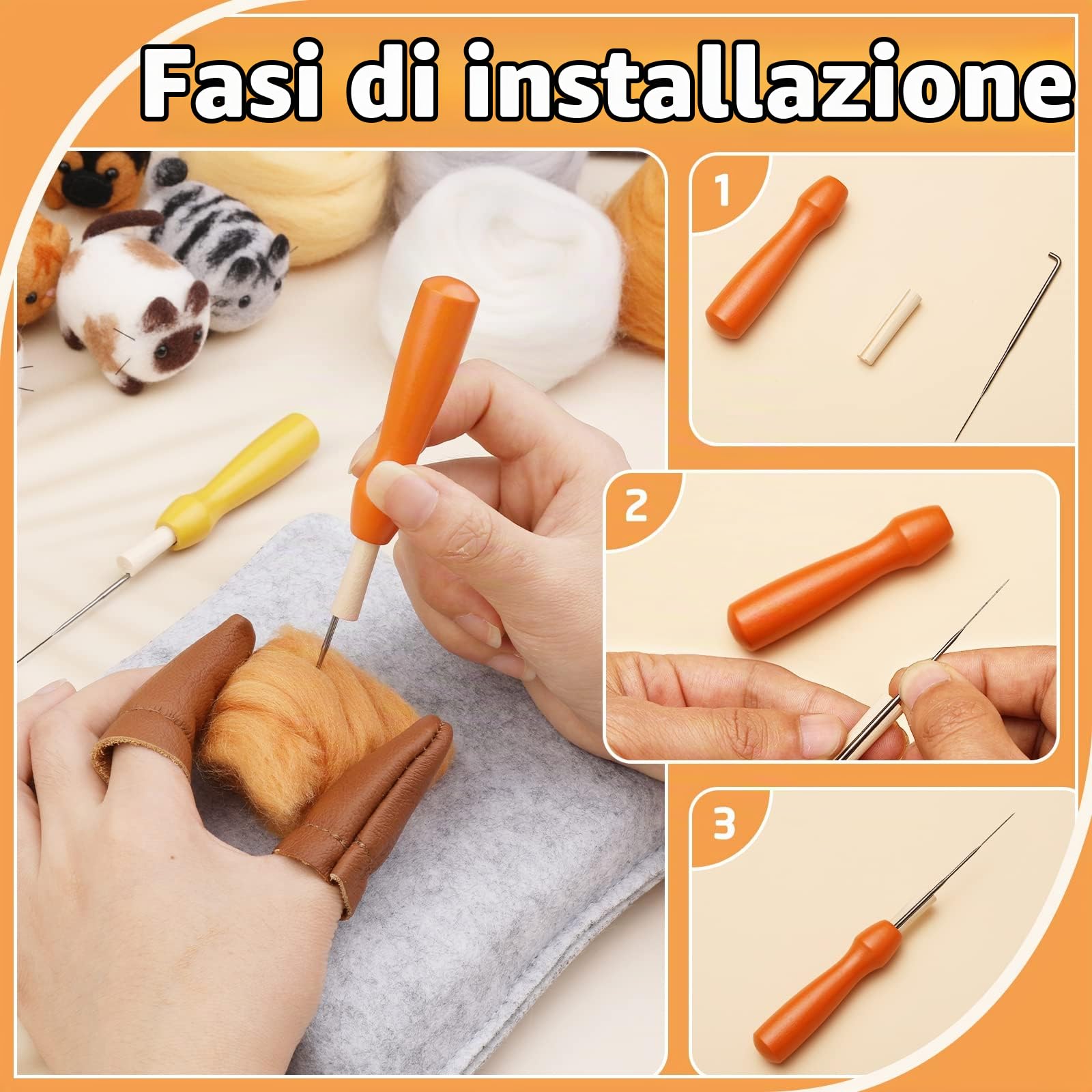 Doxiru Set da 12 pezzi di feltro agugliato per la produzione di animali, set di feltro con istruzioni in feltro, decorazione per la casa, regalo di compleanno