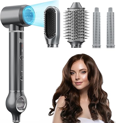 QUICO - Cepillo secador de pelo 5 en 1, 110,000 rpm, secador de pelo 7 veces más rápido para mujeres, 500 millones de cepillo iónico negativo para