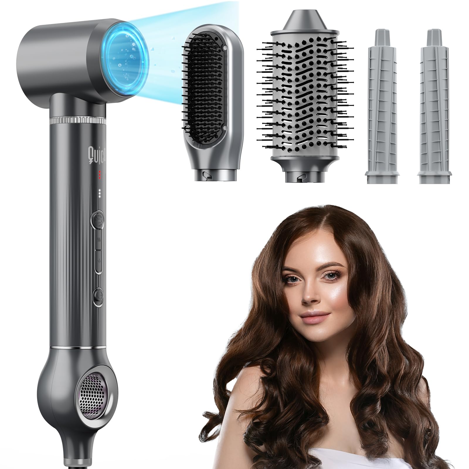 5 in 1 Blow Dryer Brush, Auto-Rotating Curling Brush, Air Curler for Hair, Hot Air Hair Styler with Negative Ions, No Heat Damage