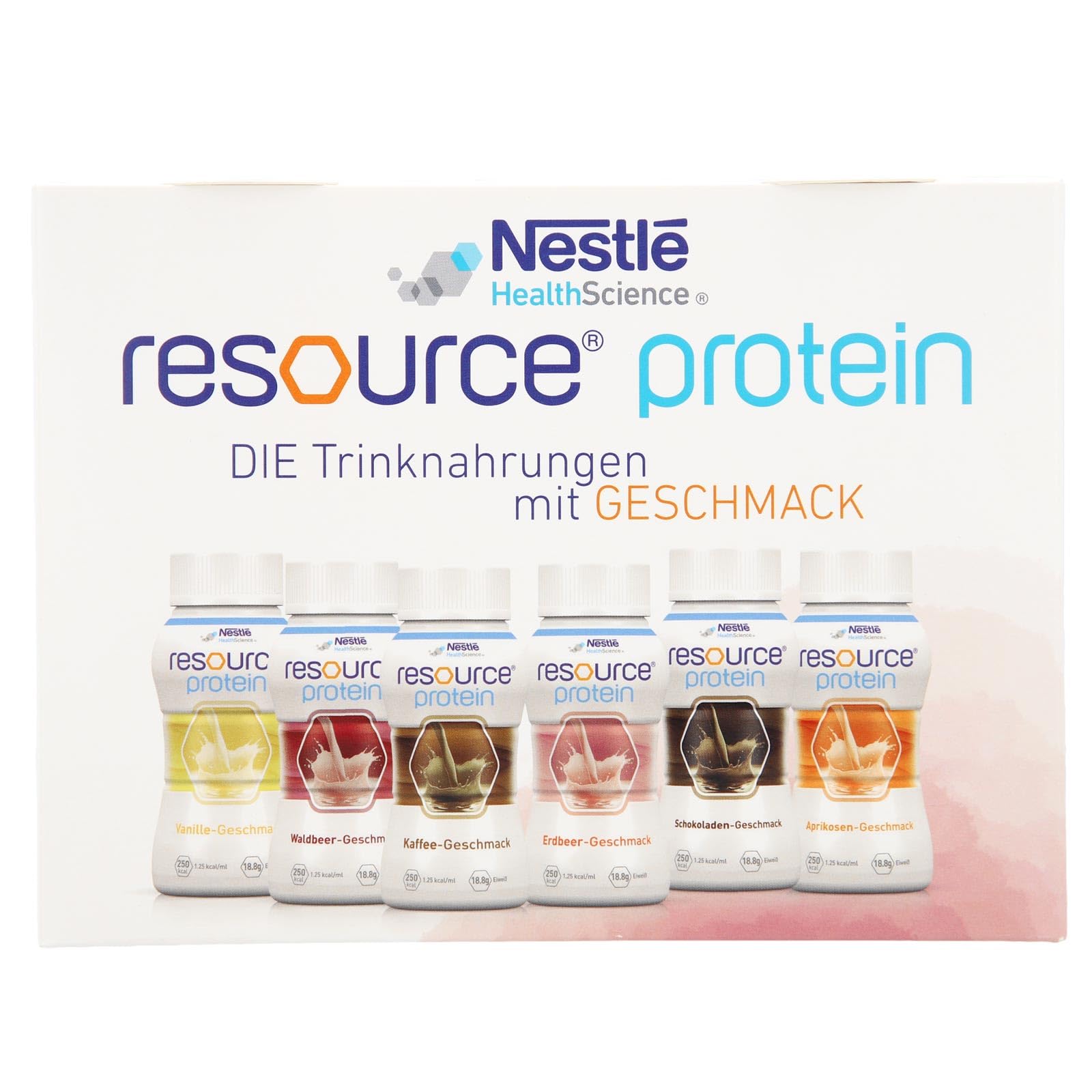 resource® Protein ist eine hochkalorische Trinknahrung mit hochwertigem Milcheiweiß und ballaststofffrei | Glutenfrei & Lactosearm | Probe-Set, 6 Sorten mit je 200 ml
