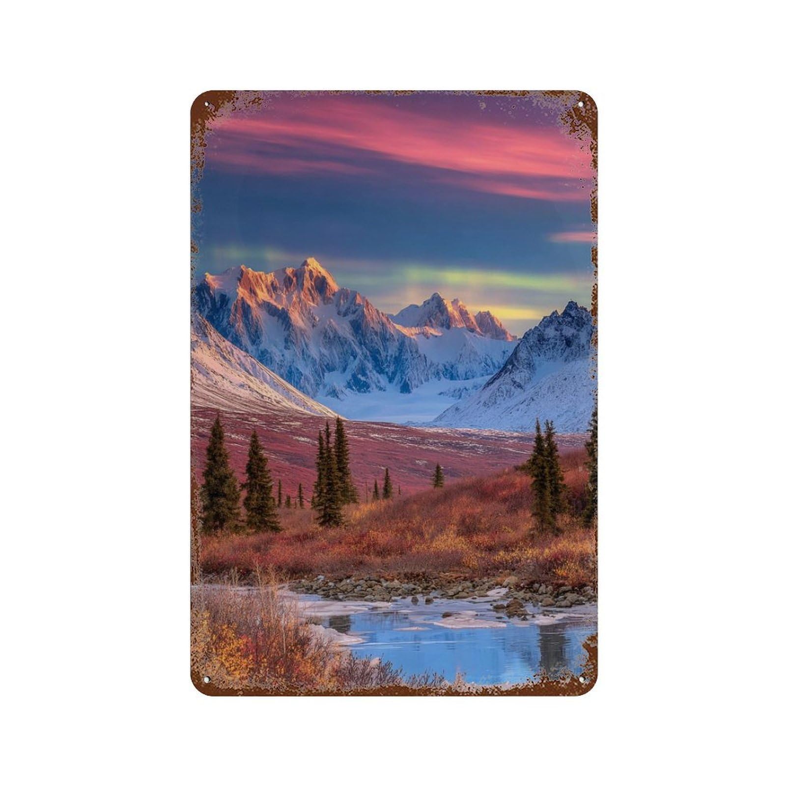 Alaska's Winter Wonderland Vintage Rust Metal Sign 11.8"x7.9", Classic Wall Plaque for Garage, Pub Or Kitchen