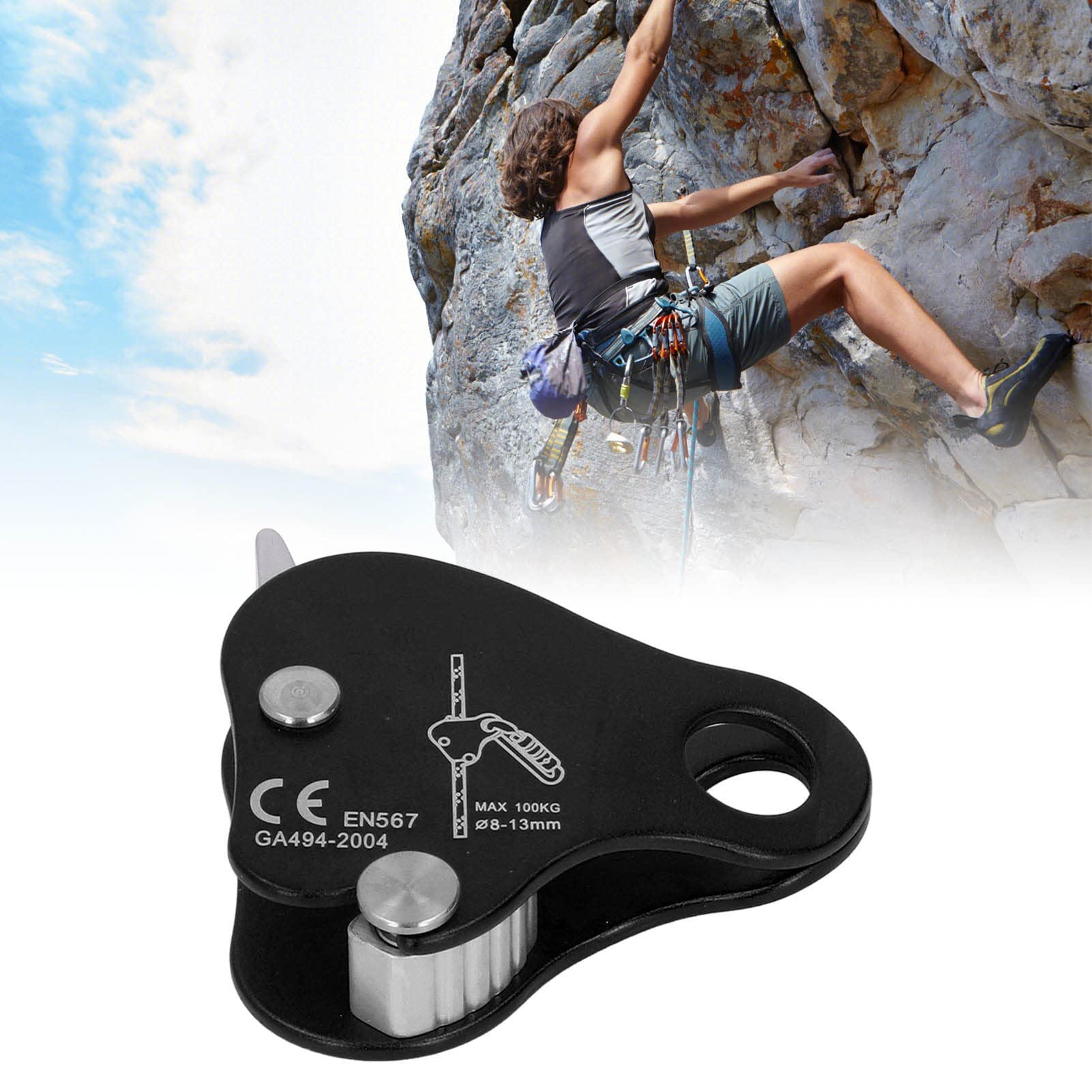 Keenso Fermacorda per Arrampicata Fermacorda Autobloccante in Lega di Alluminio 8‑13mm Fermacorda per Arrampicata per Arrampicata All'aperto Alpinismo