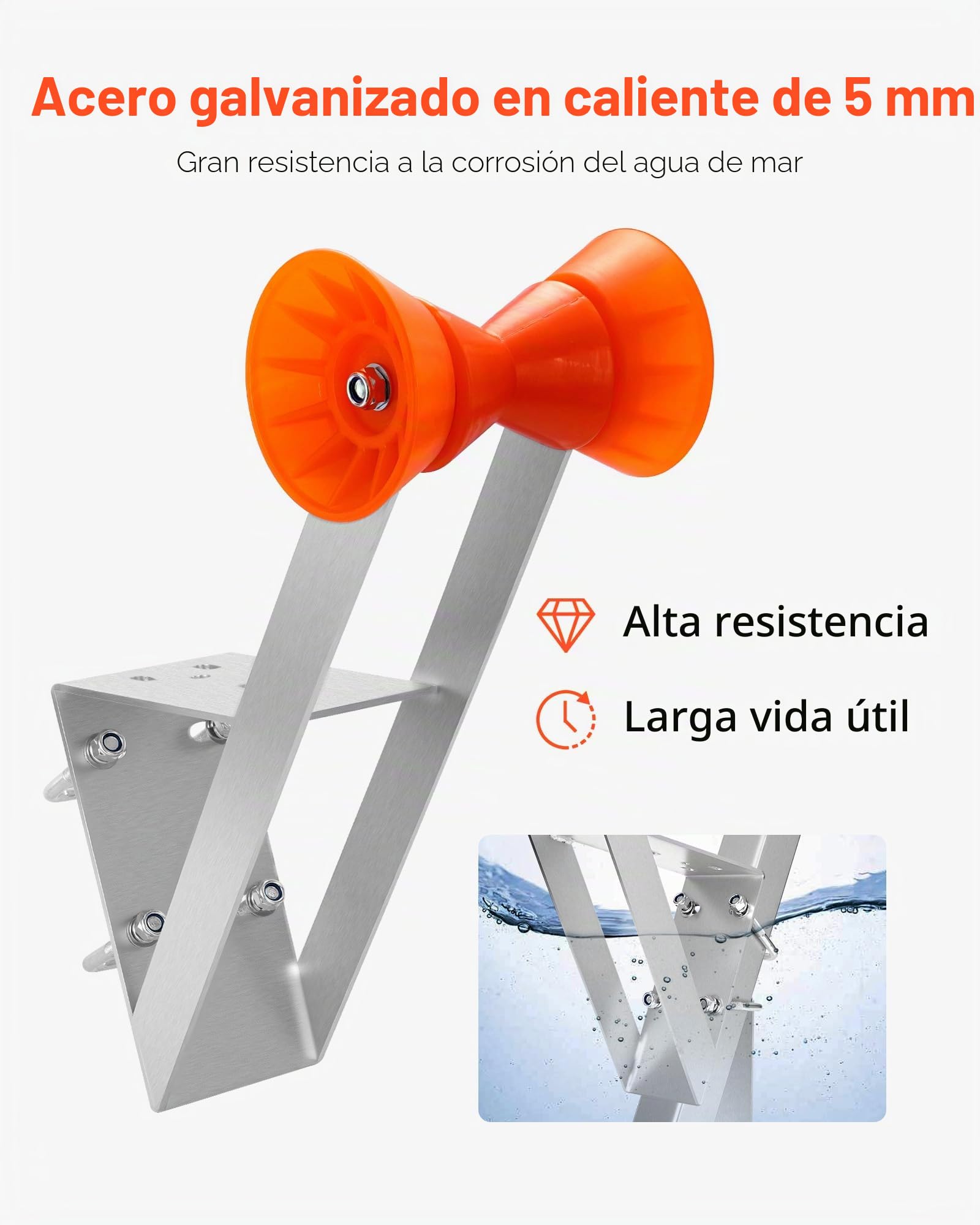 VEVOR Soporte para Cabrestante de Remolque de Barco, Compatible con Postes de Cabrestante de 50,8-76,2 mm, con Ruedas de TPU y Pernos en U para Motos Acuáticas, Veleros, Barcos de Pesca, Plata