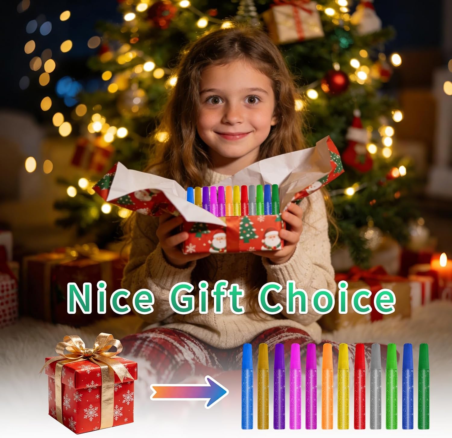 Glitter Glue, 24 Pcs 10 Colors Glitter Glue Pens, Washable Rainbow Glue Sticks for DIY Crafts Slime Scrapbooking & Card Decorations