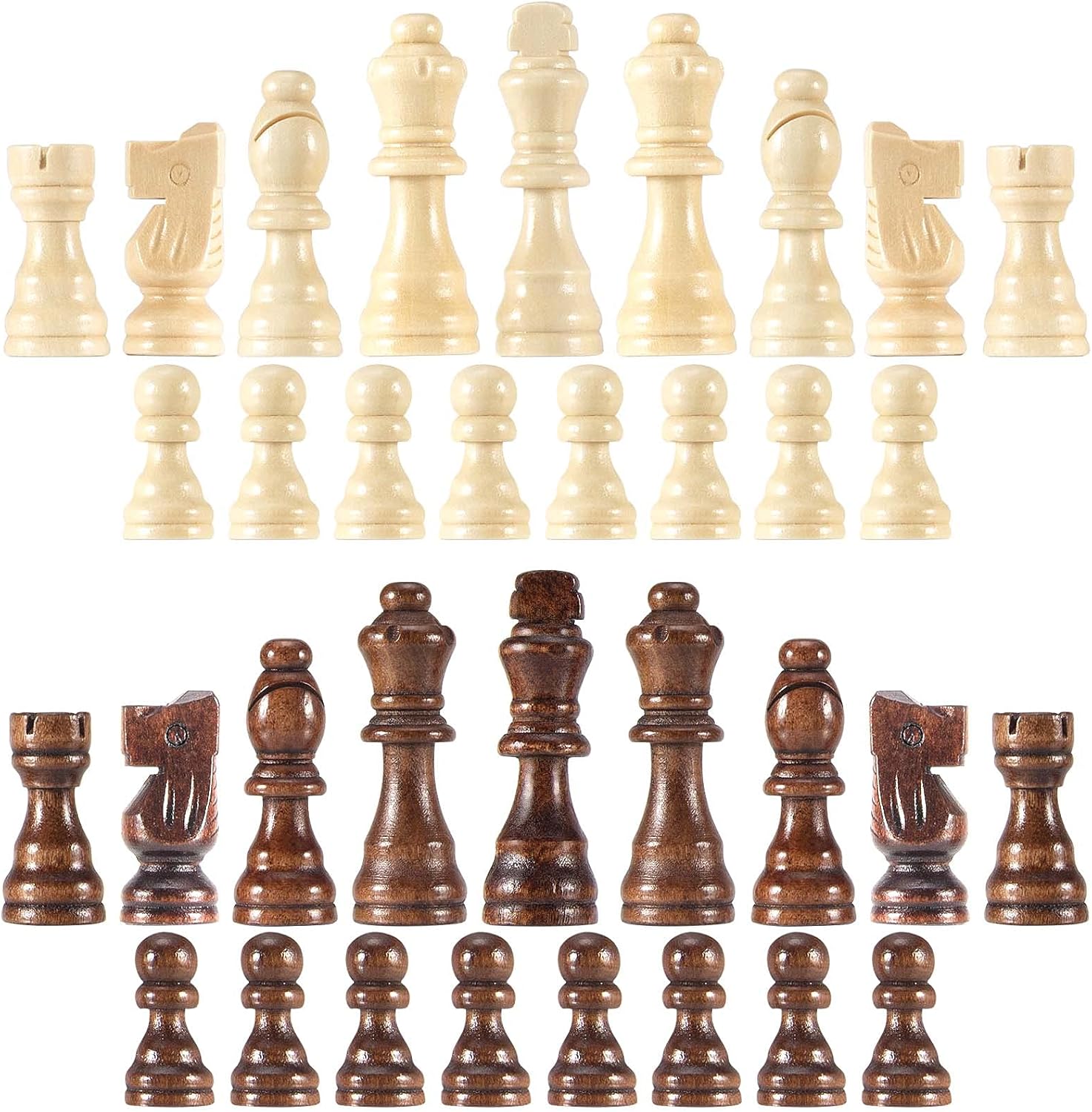 AMEROUS Wooden Chess Pieces Only, 32 Pieses / 3.05" King/Storage Bag/Gift Package, Standard Tournamen Staunton Wood Chessmen for Chessboard, Replacement of Missing Pieces