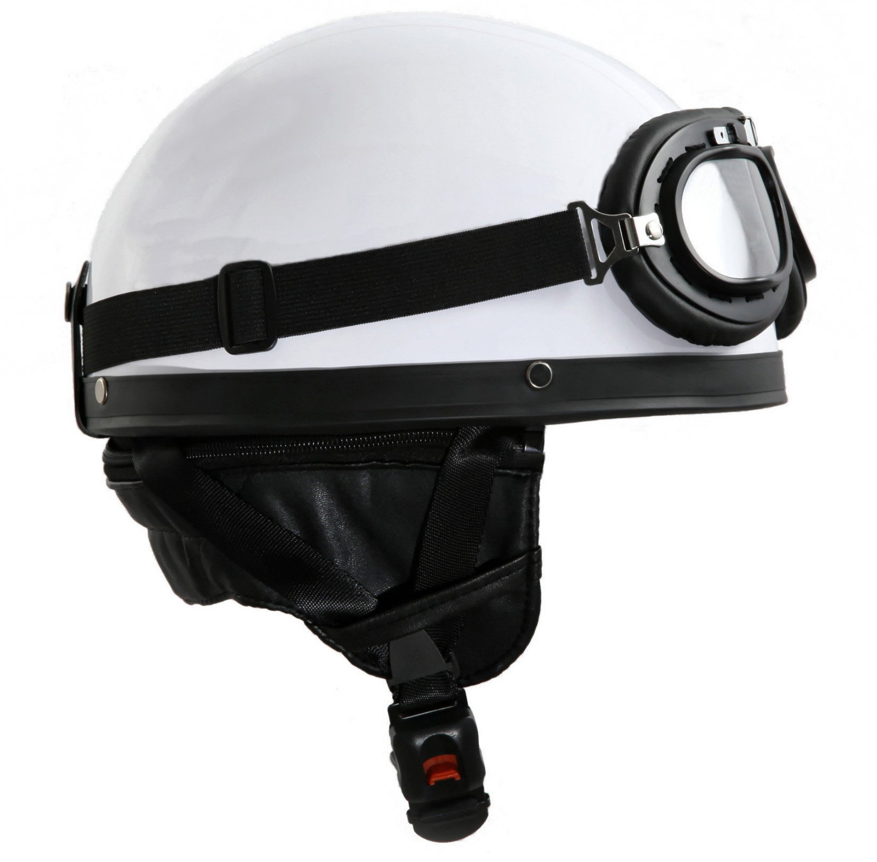 Oldtimer Motorradhelm mit Brille Größe: L 59/60cm, Weiß