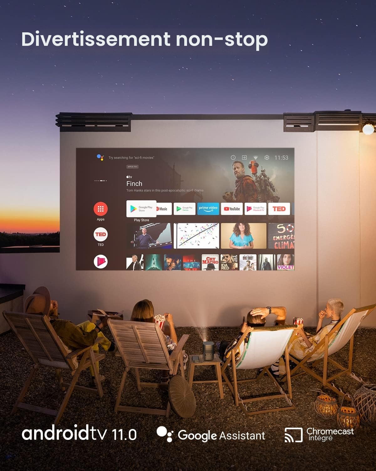 XGIMI MoGo 2 Pro 1080P Videoprojecteur Portable, avec WiFi et Bluetooth, Android TV 11.0, 400 Lumens ISO, 2X8W Haut-Parleurs, Compatible avec 4K, Autofocus, Évitement d'Objets et Ajustement de l'Écran