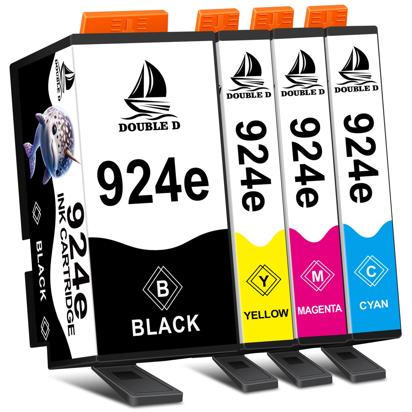 DOUBLE D 924E Multipack per HP 924 XL 924E Cartucce Compatibile con Stampante HP OfficeJet Pro 8124e, 8122e, 8132e, 8135e, 8134e, 8125e (1BK/1C/1M/1Y, Con Chip)