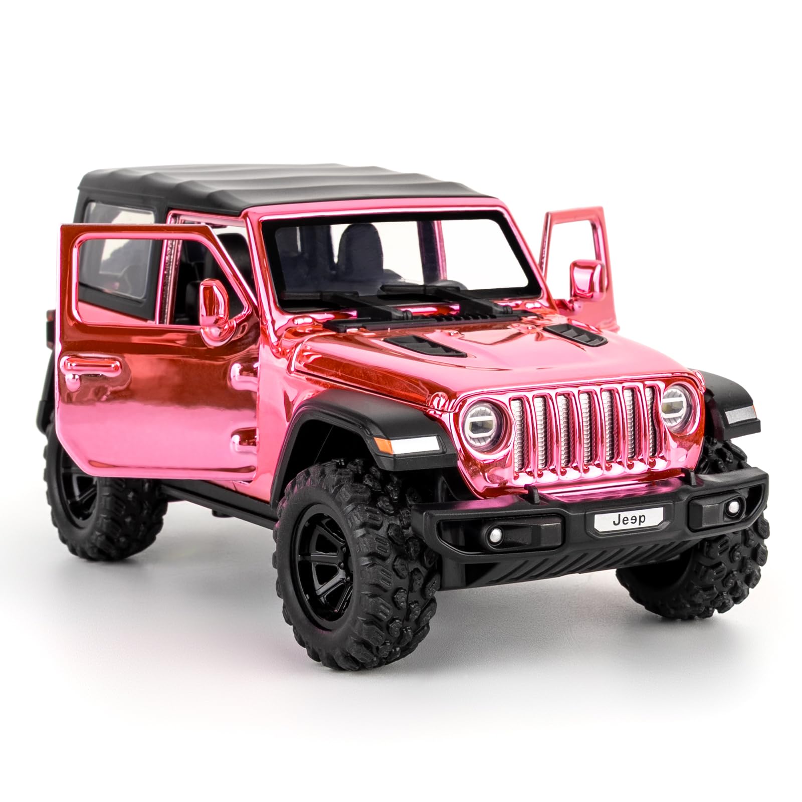 imtfzct 1:32 Scale Wrangle Rubicon Toy Car—Die-cast Model with Sound and Light Effects and Pull-Back Function, Durable Toddler Toy Suitable for Children 3 Years and Up Pink