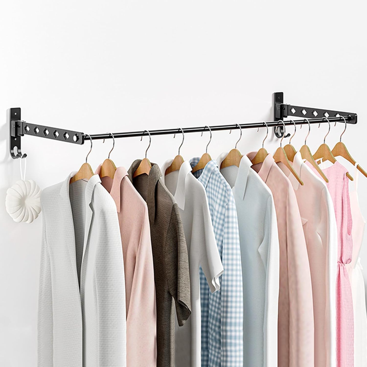 180° Swivel Wall Mounted Drying Rack, Aluminum Alloy Clothes Dryer & Garment Hanger, Space-Saving Hanging Shelves for Balcony & Bathroom, 2 A + 120cm Crossbar