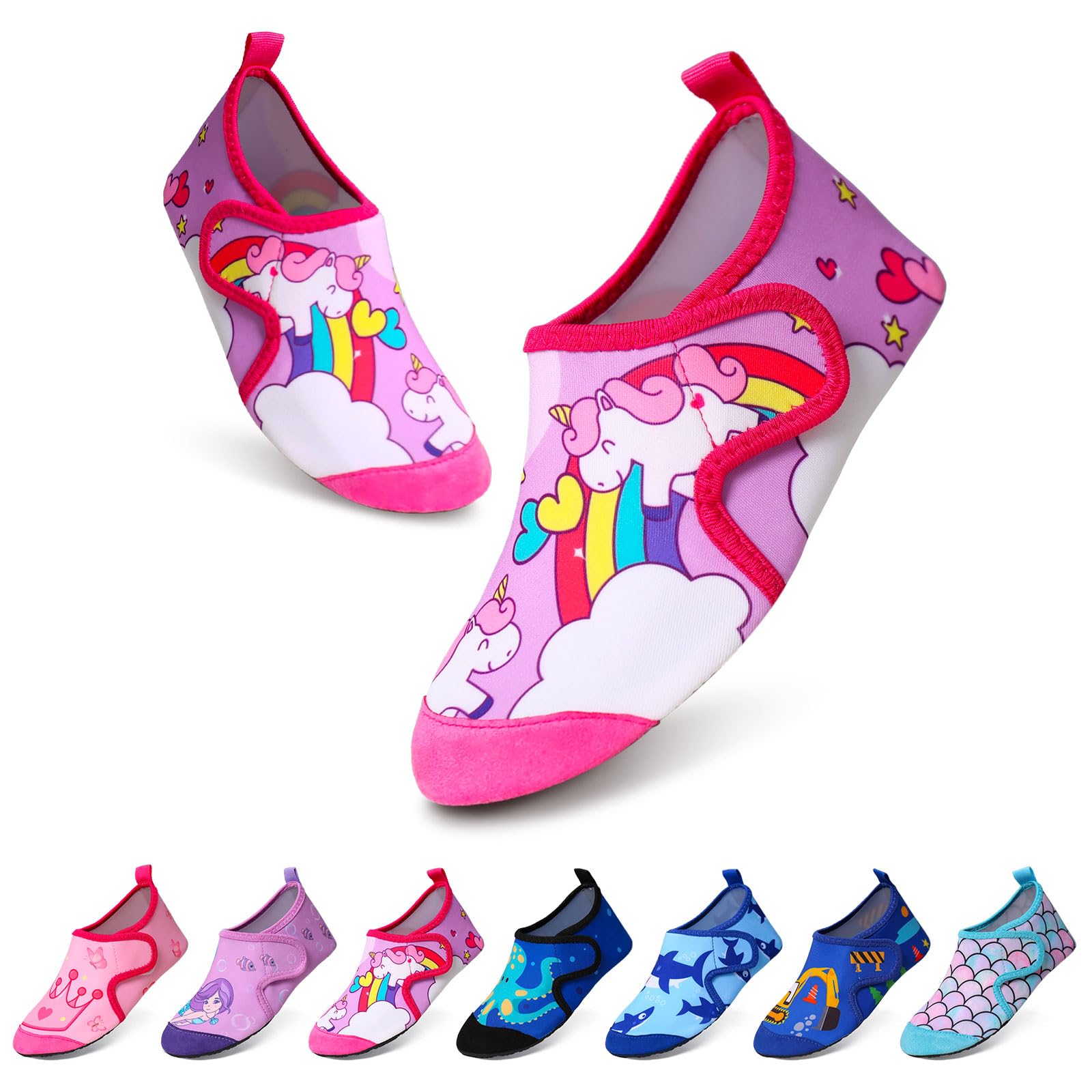 Tolaler Kinder Aquaschuhe, Anti-Rutsch Verdickte Sohle Kids Beach Schuhe Weiche und Langlebige Kinder Beachschuhe Geeignet für Jungen Mädchen Baby Beach Pool Surfen Garten