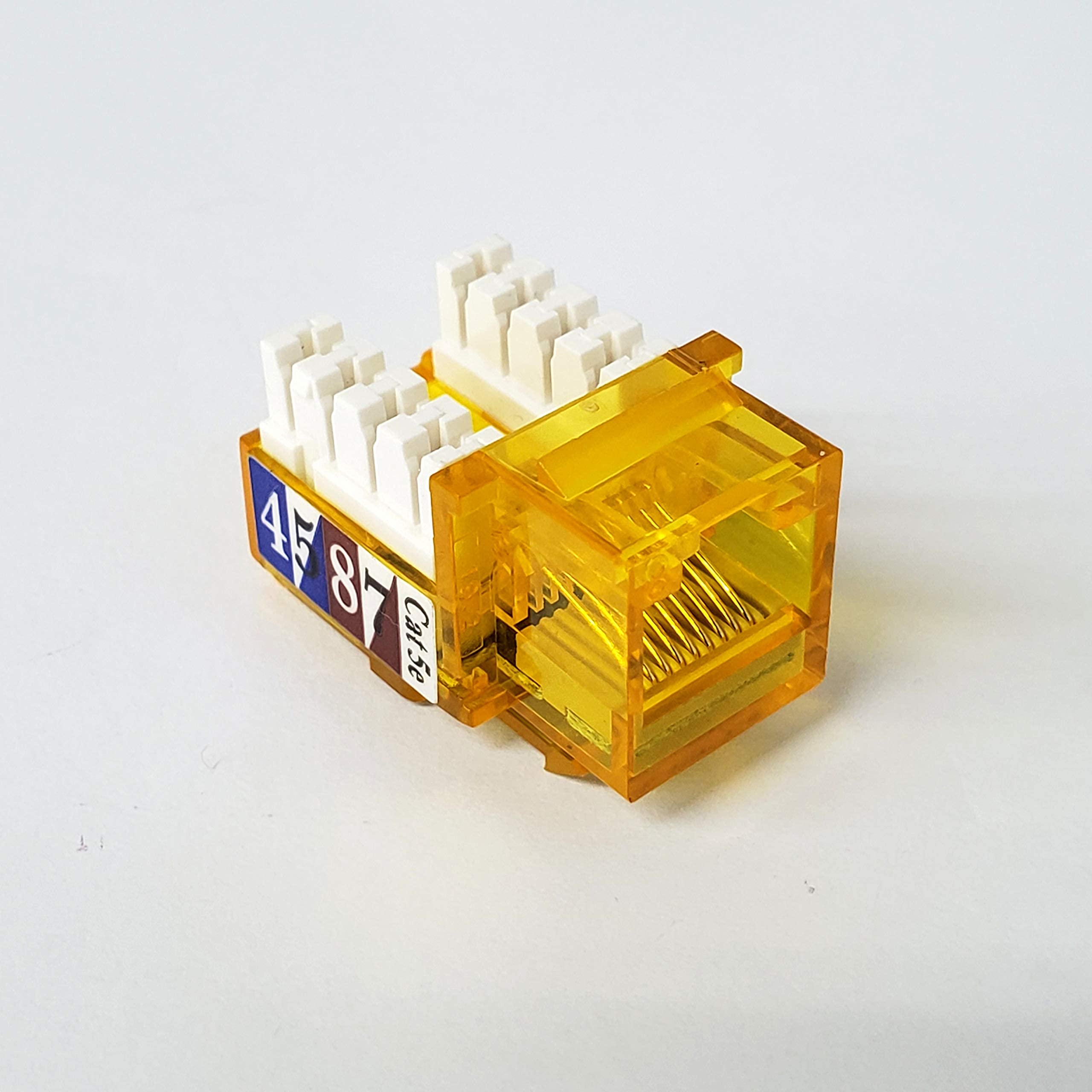 3013A-E8-CJ-YE - Category 5e Crystal Jack 90° Yellow (50µ Gold Plated/Patented) (25p/Bag)