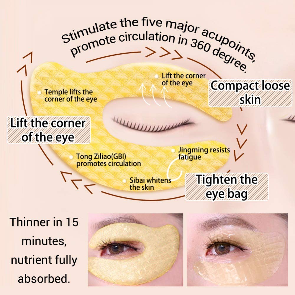 Maschera per gli occhi, Eye Patch, Eye Mask, Occhi Pads, Maschera d'occhio del collagene, Maschere Eye Gel Patches - Idratante, anti-rughe, anti-età, cerchi scuri ed elimina tasche, 5 Pairs