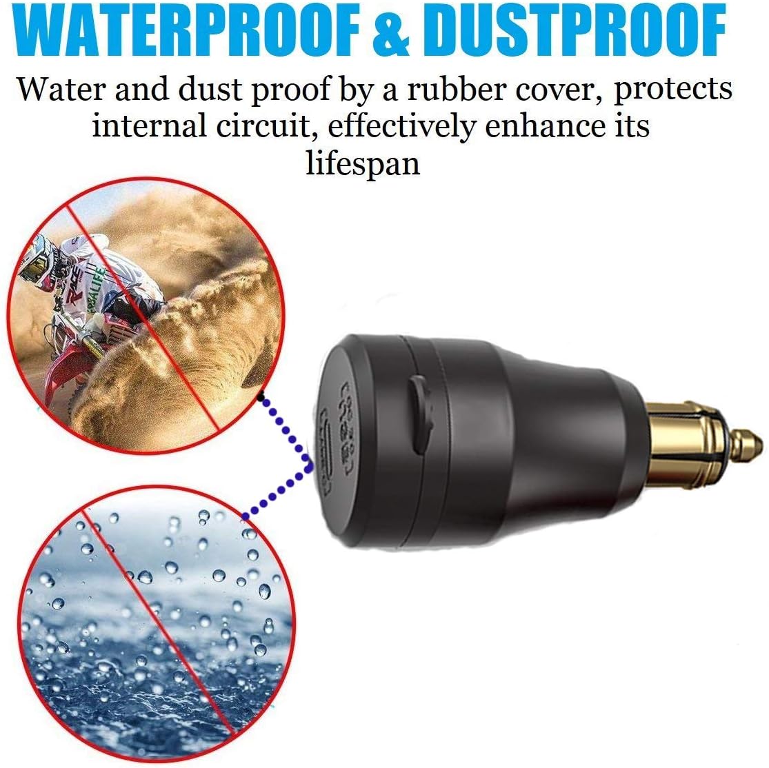 iMESTOU Aluminum DIN Plug 30W 5A Power Delivery Motorcycle Dual USB Charger QC 3.0 Quick Charge Power Adapter Waterproof Fits for 12V-24V BMW Ducati Triumph DIN Socket