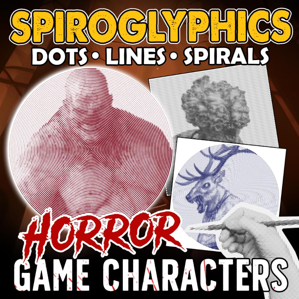 Horror Game Characters Spiroglyphics Dots Lines Spirals: Creepy Villain Coloring Book Featuring Scary Icons, Hidden Portrait Art, and Optical Illusion Designs for Fans to Relax & Have Fun