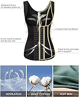 Vista 2 de Ekouaer Corsé de cintura para mujer bajo el busto, moldeador de cuerpo con huesos de acero, quemador de grasa abdominal S-4XL