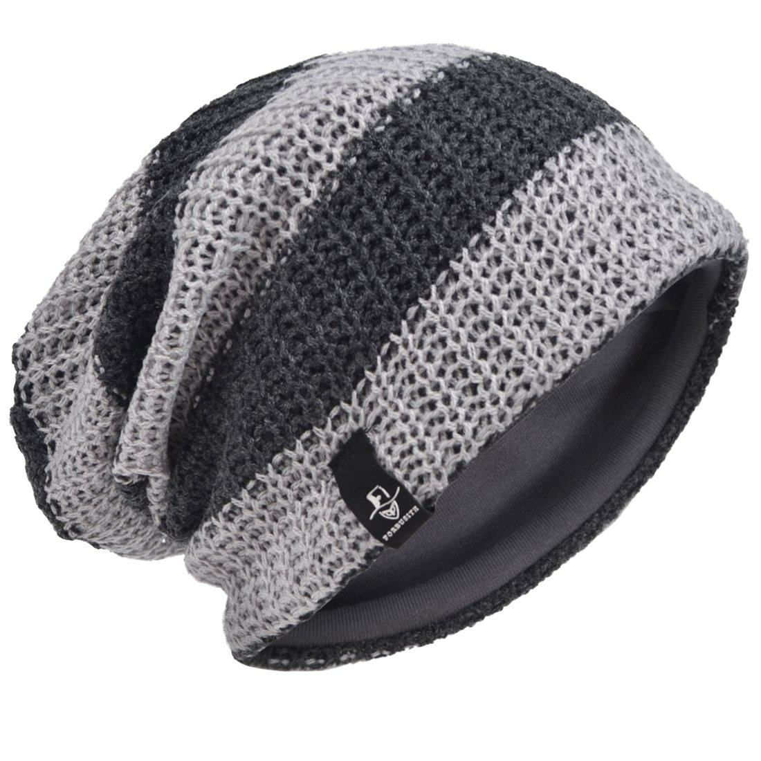 Hisshe Men's Light Grey Slouch Beanie Winter Ski Baggy Hat B09 (Light Grey)(Size: L)