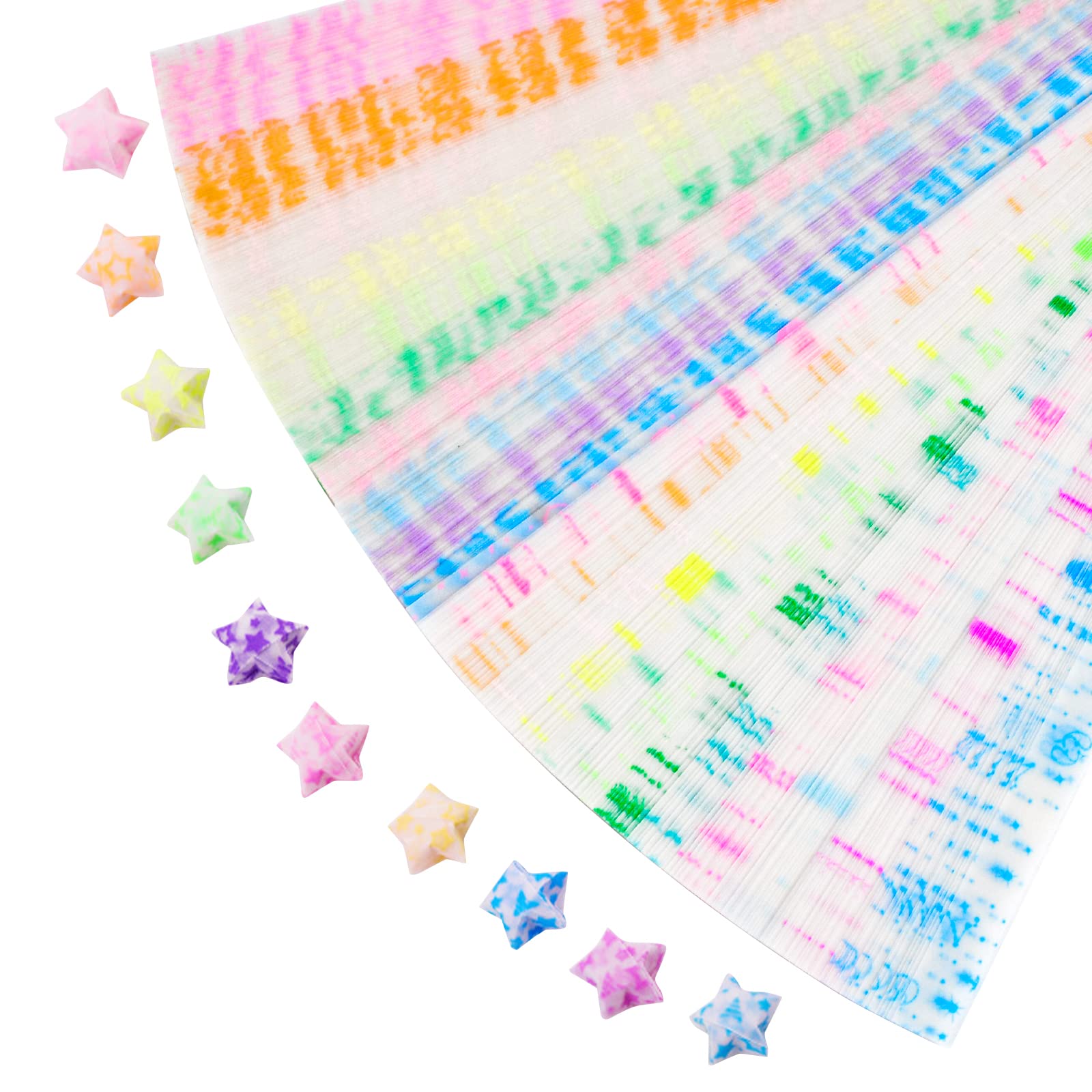 URROMA Star Paper Strips, 420 Pcs Colorful Luminous Origami Lucky Star Paper Strips for Crafts Folding School Teaching DIY Arts Projects Crafting Supplies